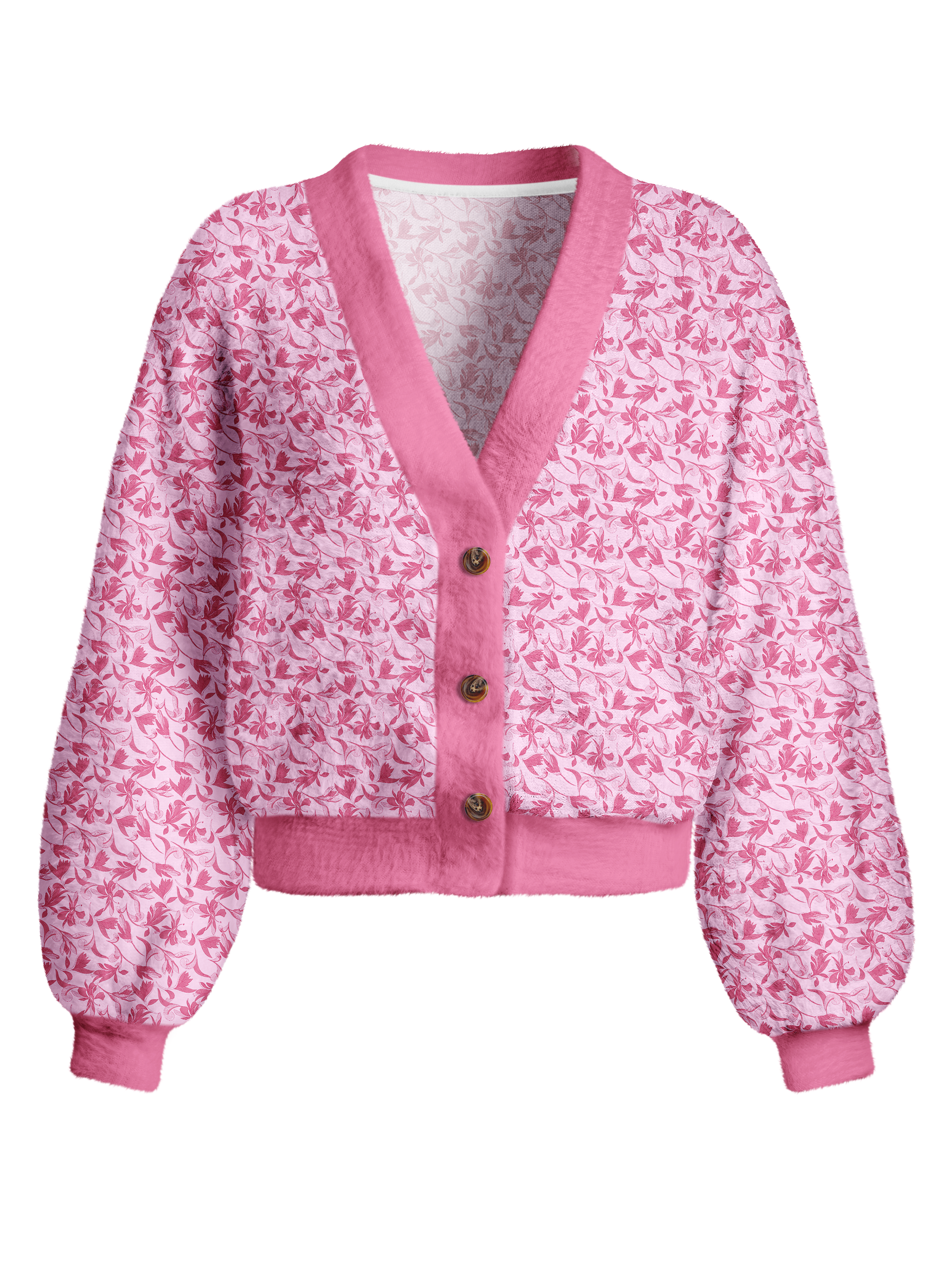 Cherryswing Women's Rose Vine Fuzzy Knit Golf Cardigan