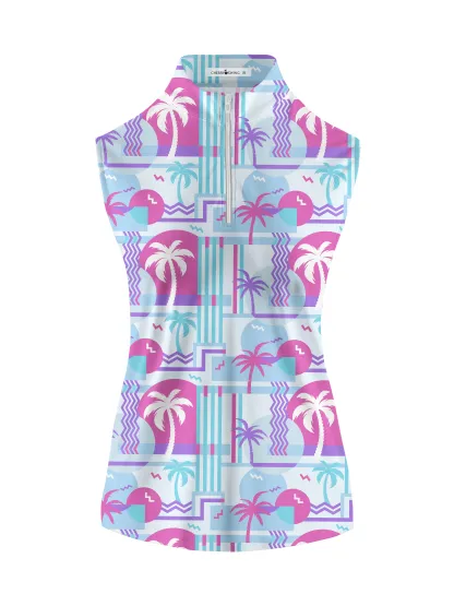 Cherryswing Women's Sleeveless 1/4 Zip Golf Polo Shirt