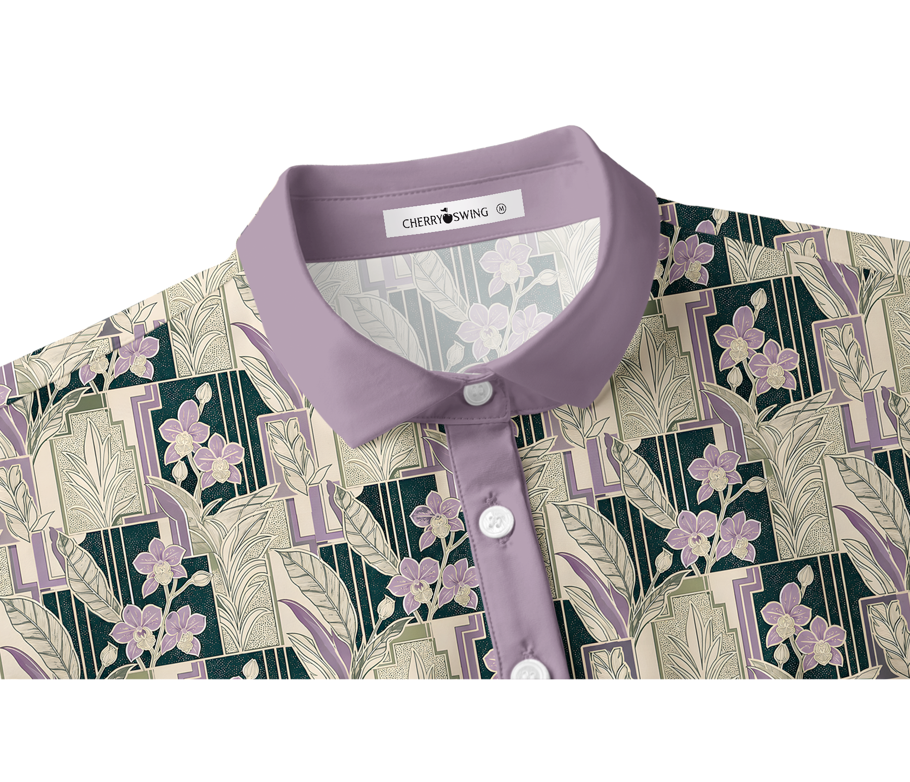 Cherryswing Women's Art Deco Bloom Short Sleeve Golf Shirt