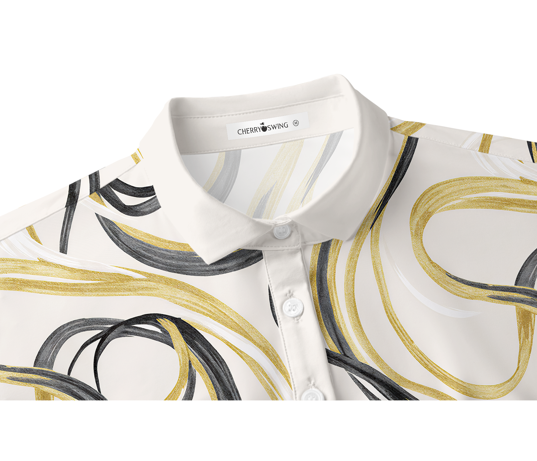 Cherryswing Women's Gilded Ink Swirl Short Sleeve Golf Shirt