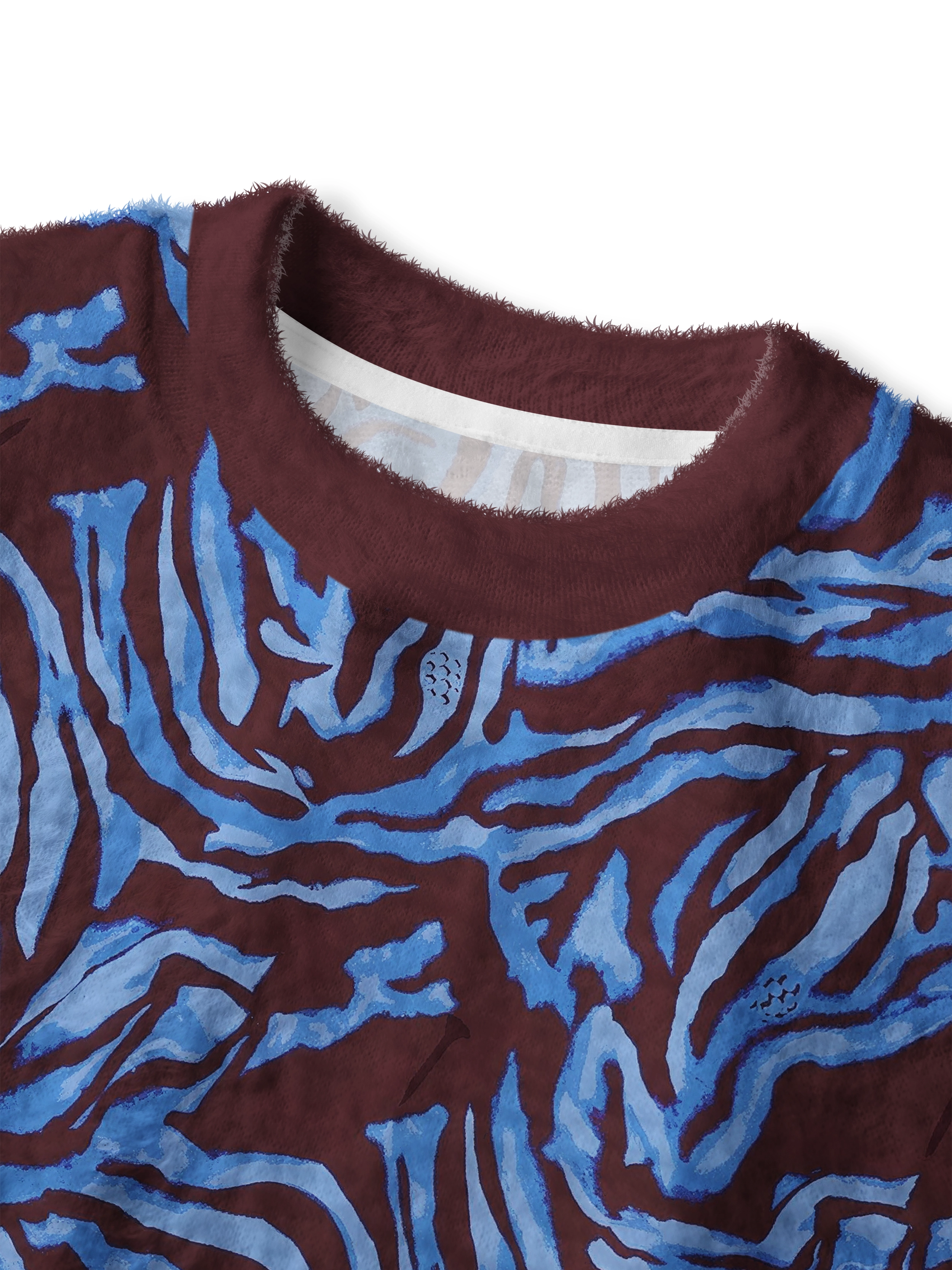 Cherryswing Women's Azure Zebra Fuzzy Knit Golf Sweater