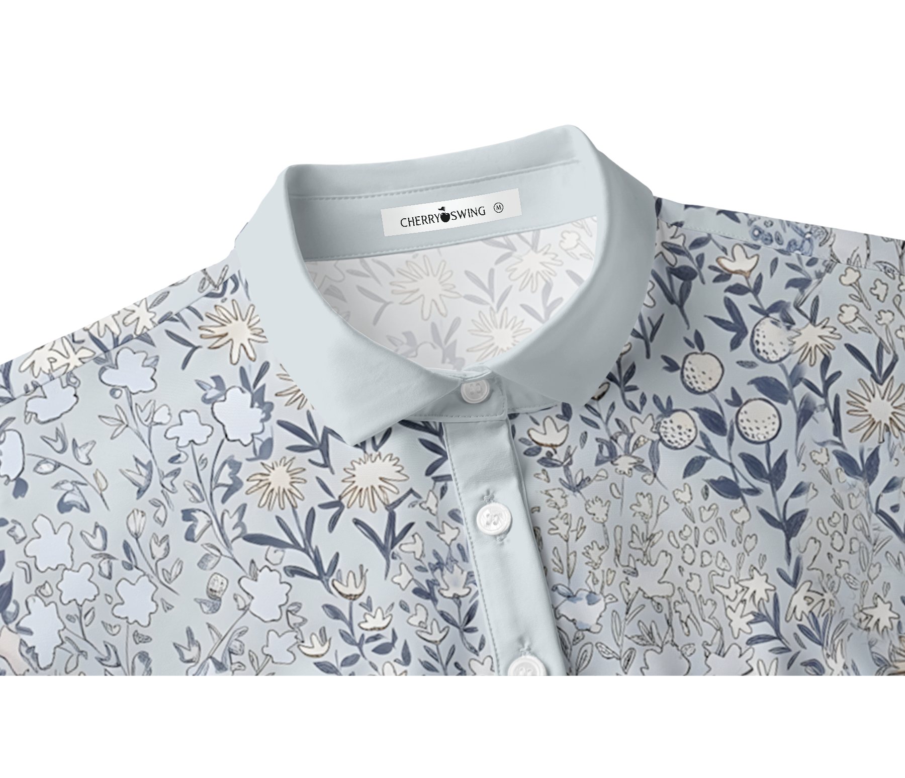 Cherryswing Women's Porcelain Botanical Sketch Short Sleeve Golf Shirt