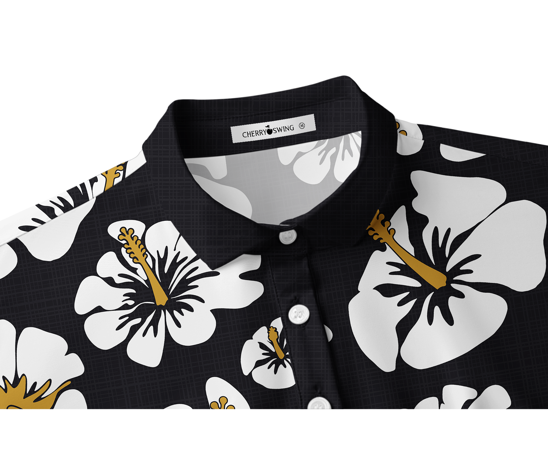 Cherryswing Women's Midnight Hibiscus Short Sleeve Golf Shirt