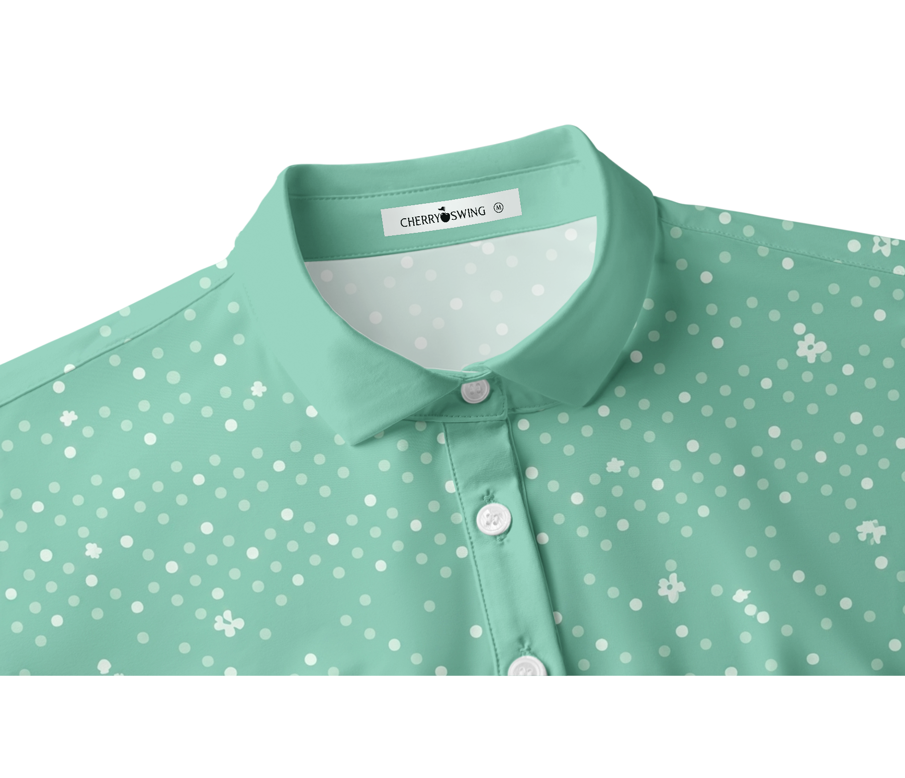 Cherryswing Women's Mint Blossom Gradient Short Sleeve Golf Shirt