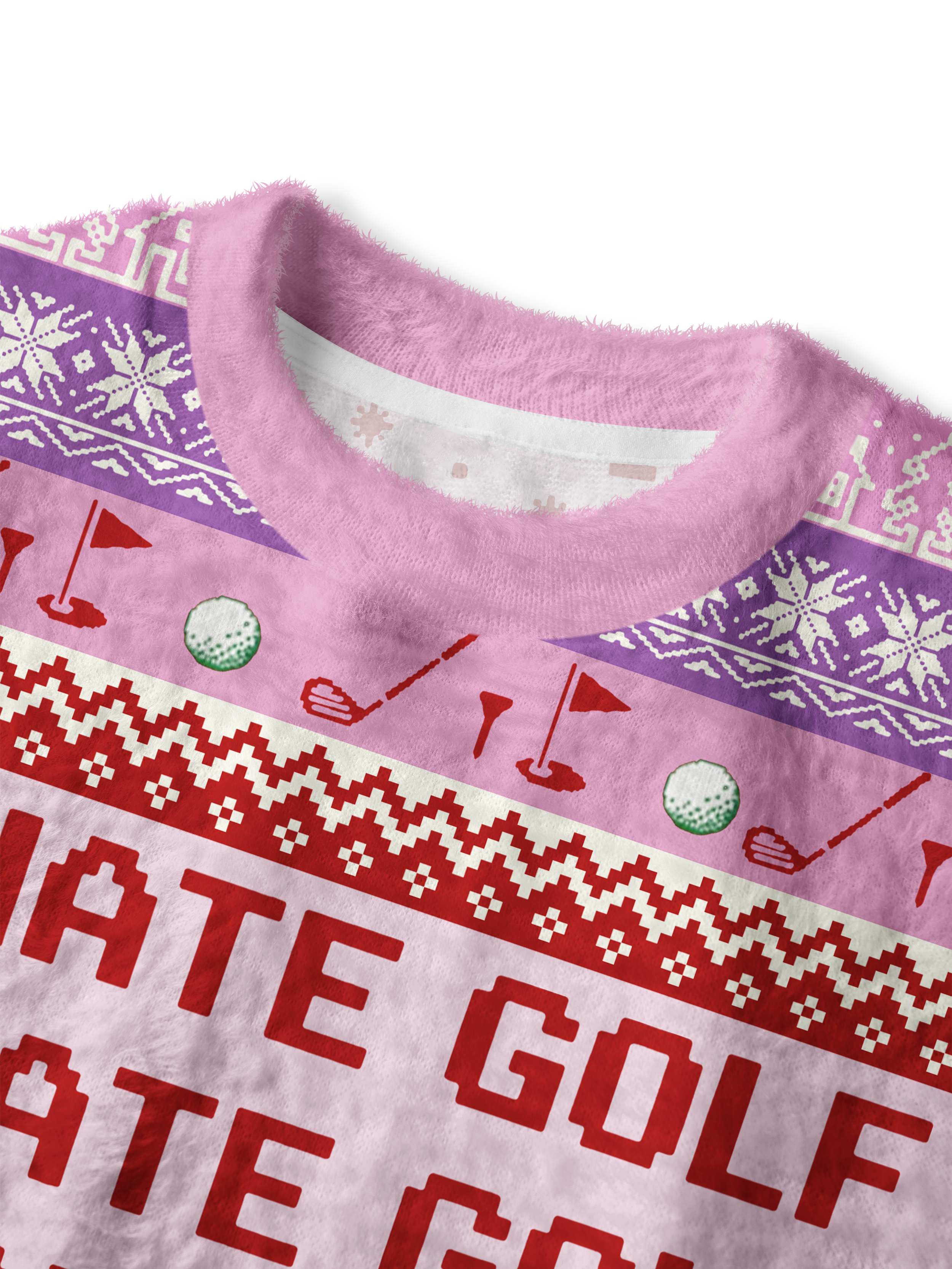 Cherryswing Women's Humorous Holiday Fuzzy Knit Golf Sweater