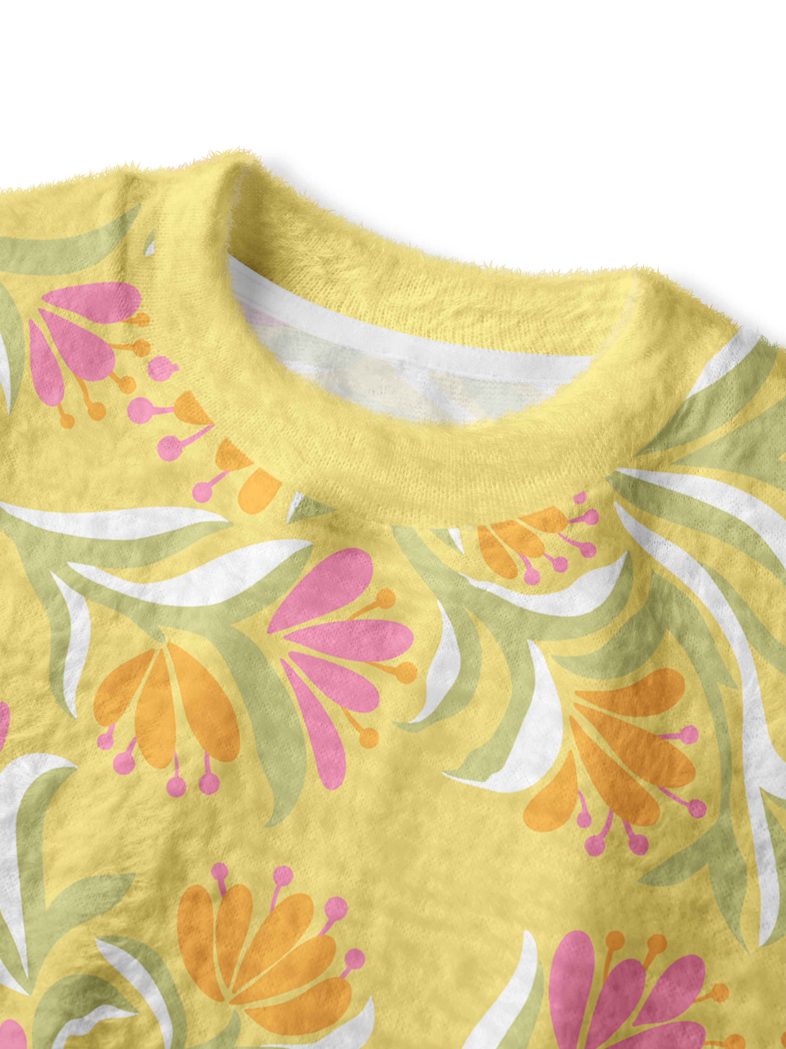 Cherryswing Women's Tropical Bloom Fuzzy Knit Golf Sweater