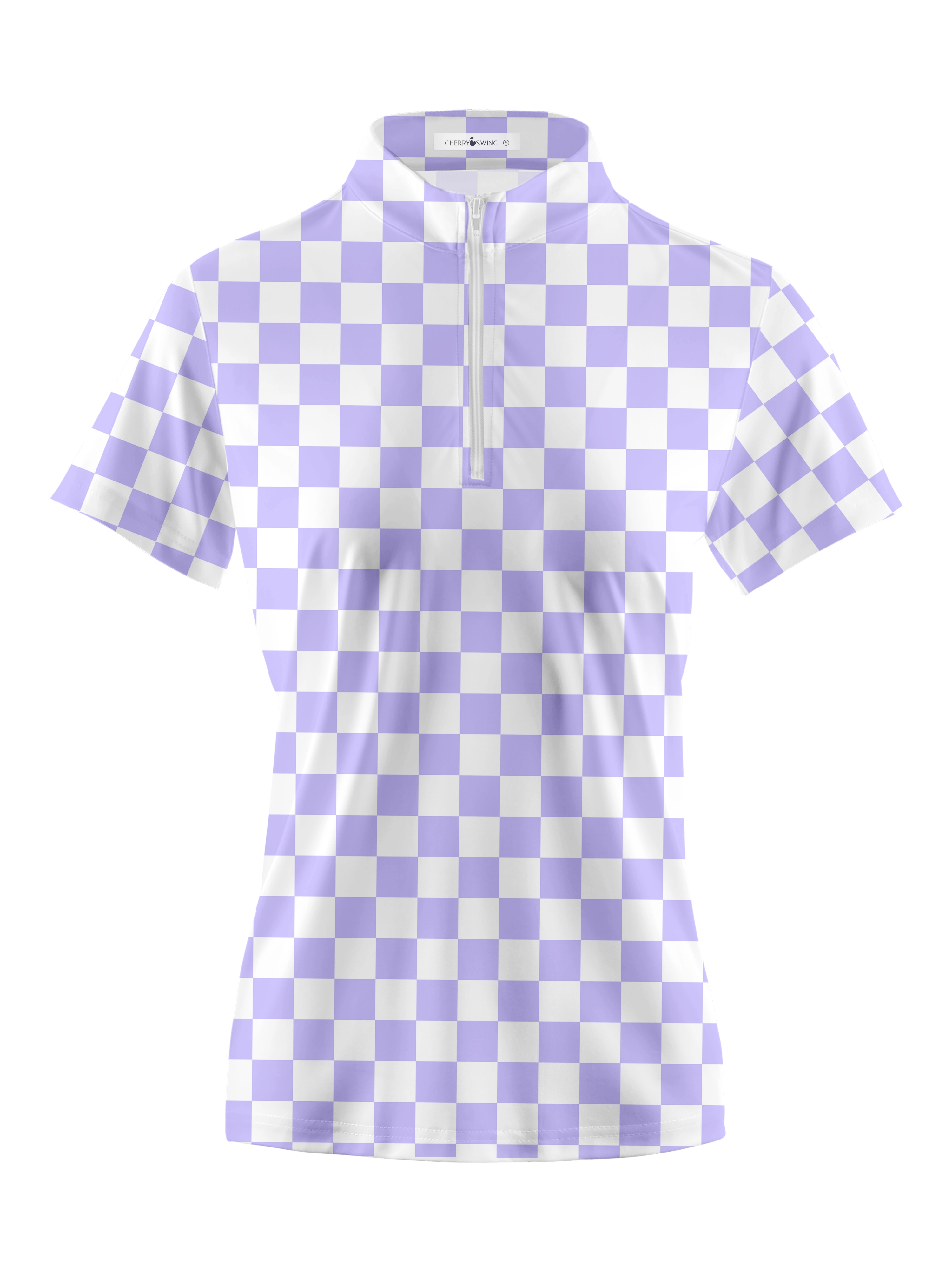 Cherryswing Women's Checkerboard Print Golf Short Sleeve Polo Shirt