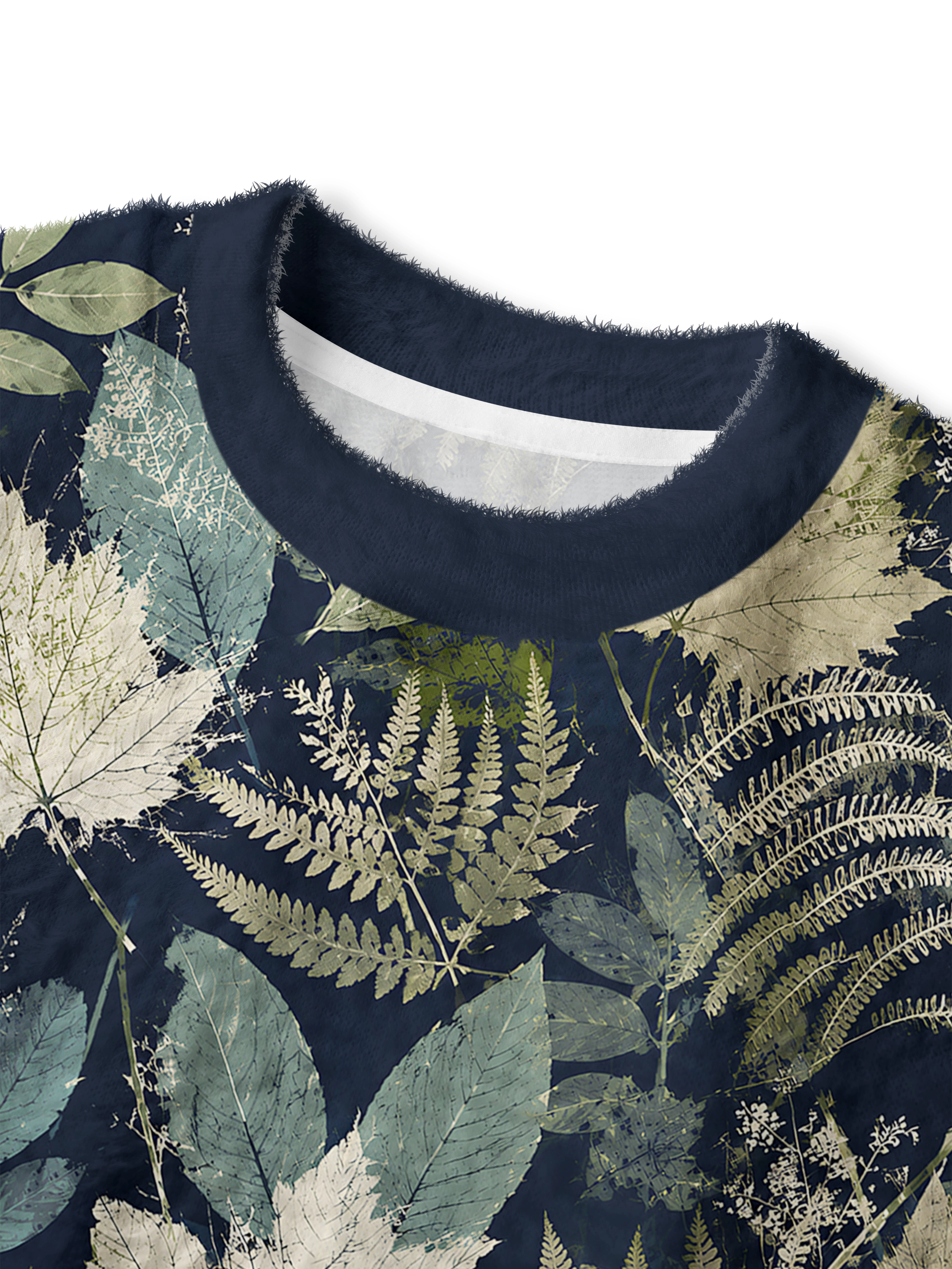 Cherryswing Women's Botanical Specimen Fuzzy Knit Golf Sweater
