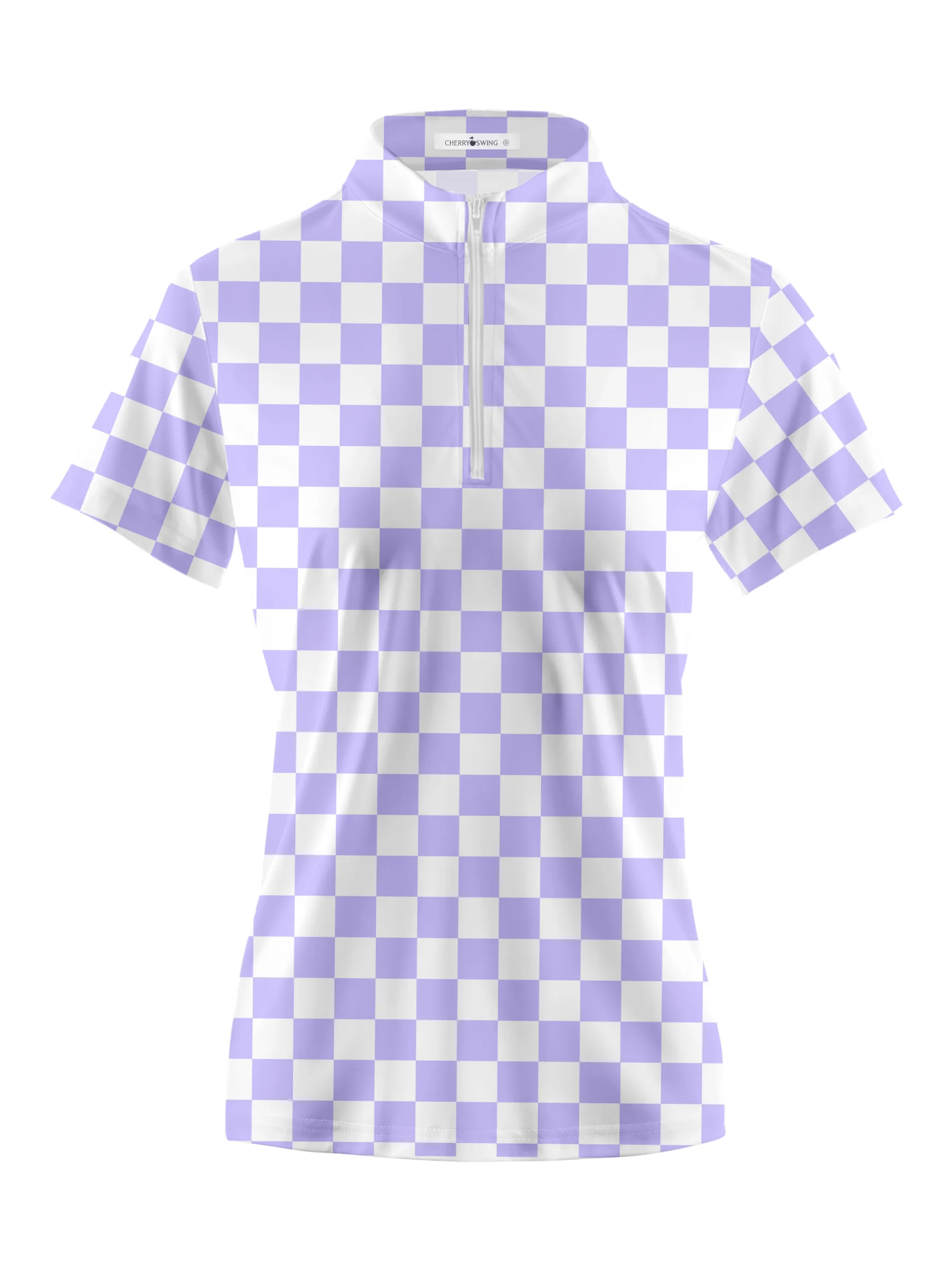 Cherryswing Women's Checkerboard Print Golf Short Sleeve Polo Shirt