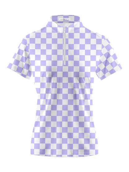 Cherryswing Women's Checkerboard Print Golf Short Sleeve Polo Shirt