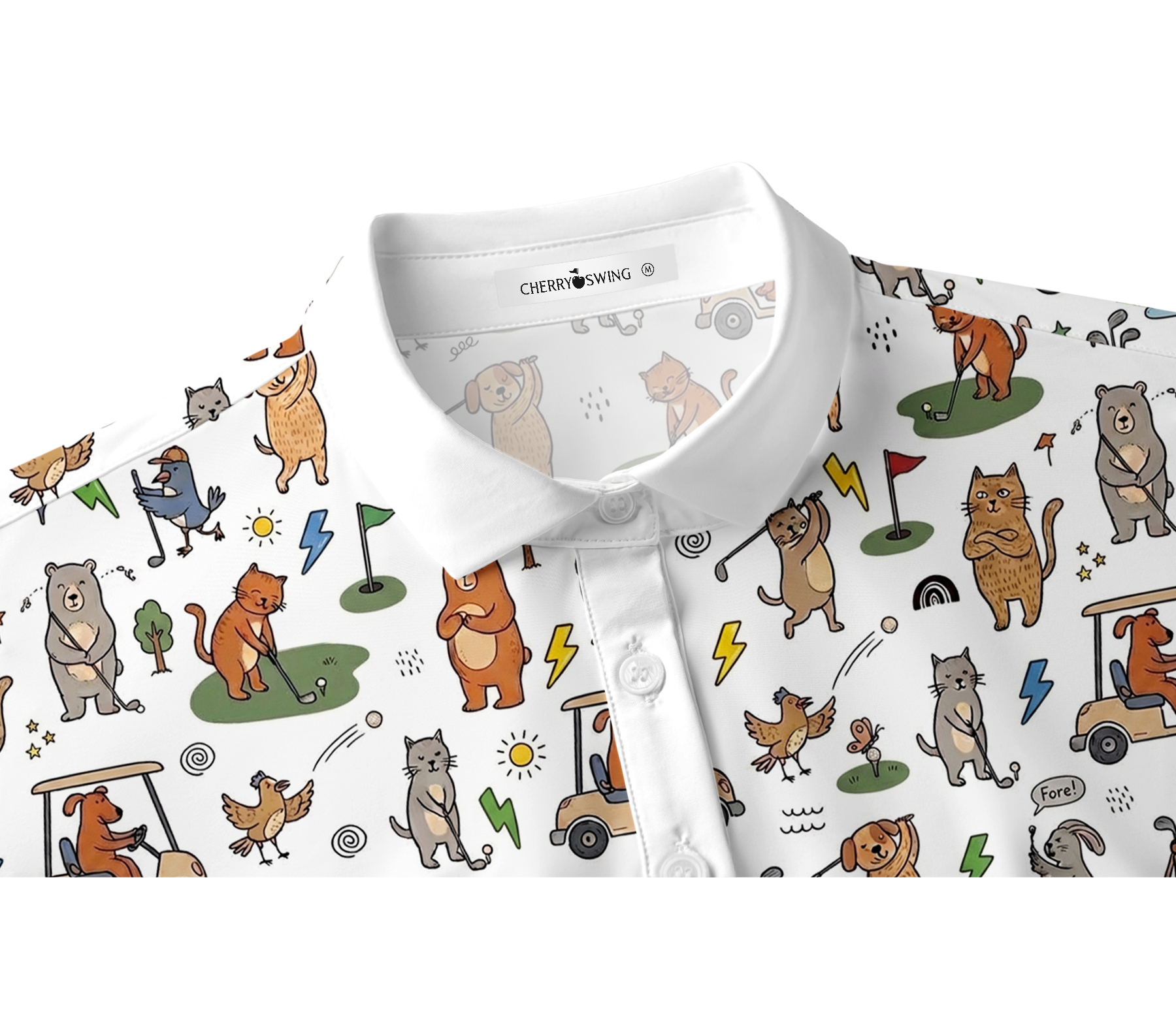 Cherryswing Women's Playful Animal Golfers Short Sleeve Golf Shirt