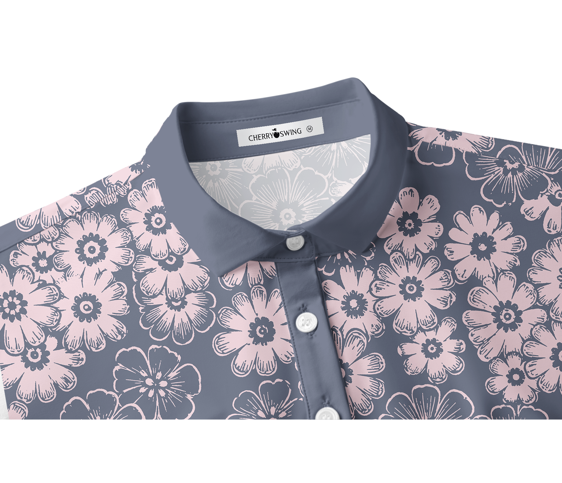 Cherryswing Women's Hand-Drawn Daisy Short Sleeve Golf Shirt