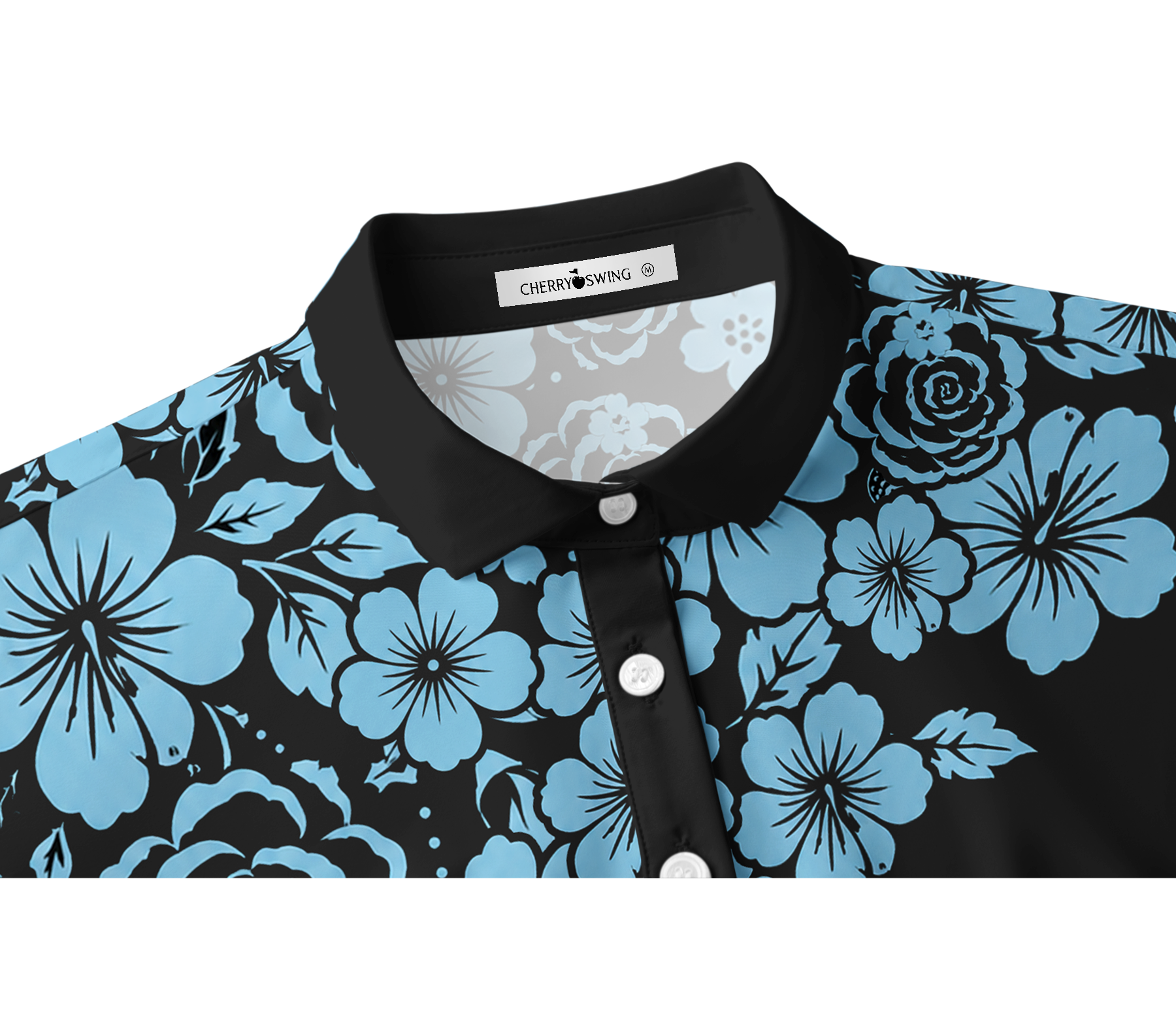 Cherryswing Women's Tropical Floral Short Sleeve Golf Shirt