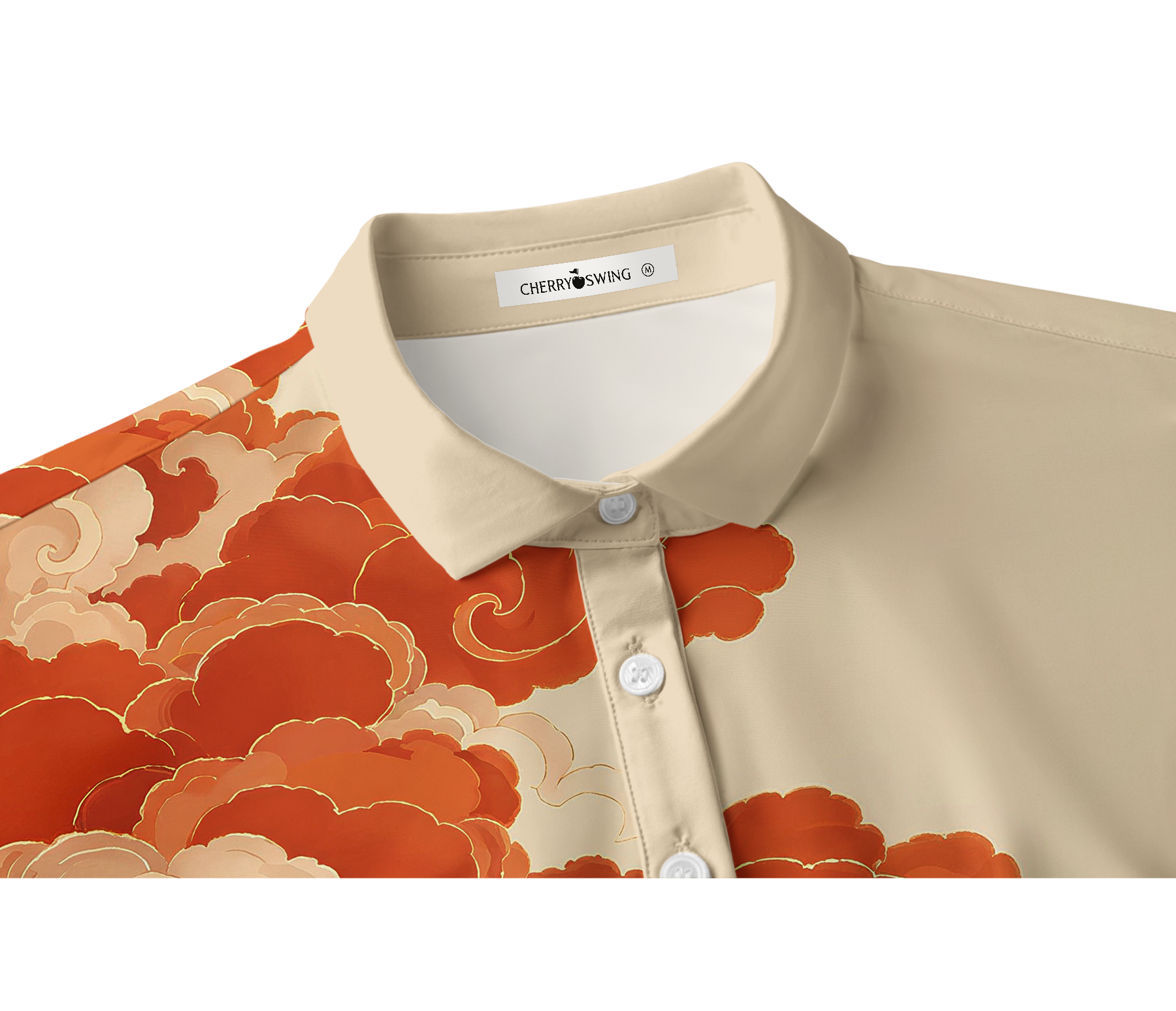 Cherryswing Women's Oriental Auspicious Cloud Short Sleeve Golf Shirt