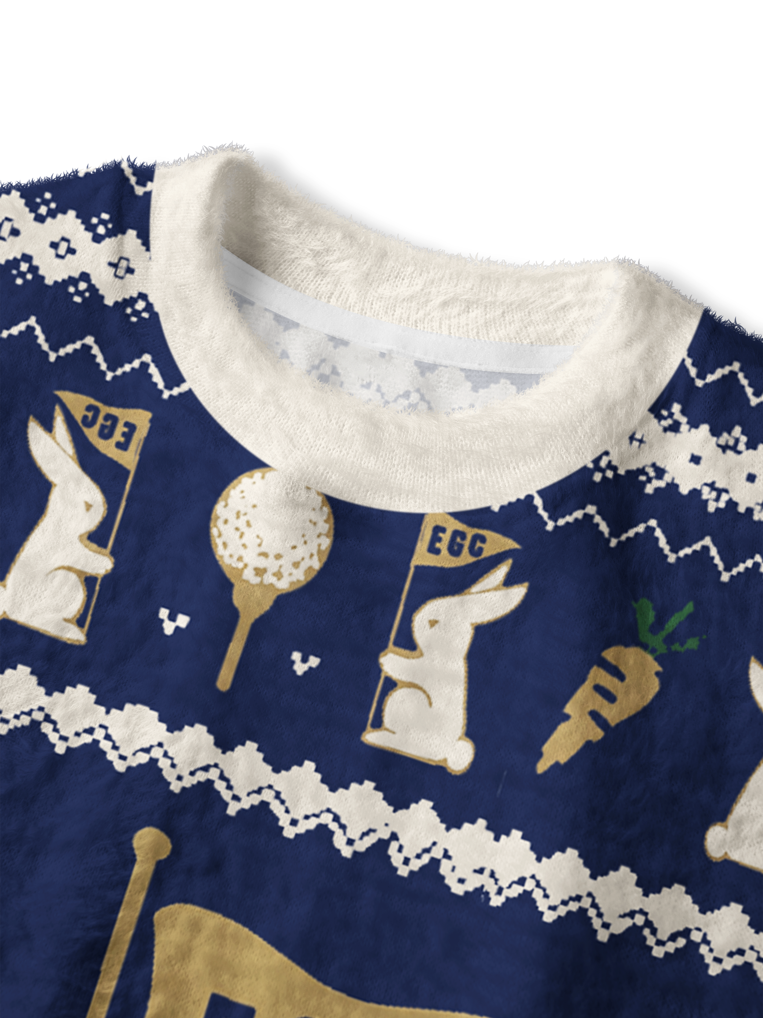 Cherryswing Women's Festive Golf Bunny Fuzzy Knit Golf Sweater