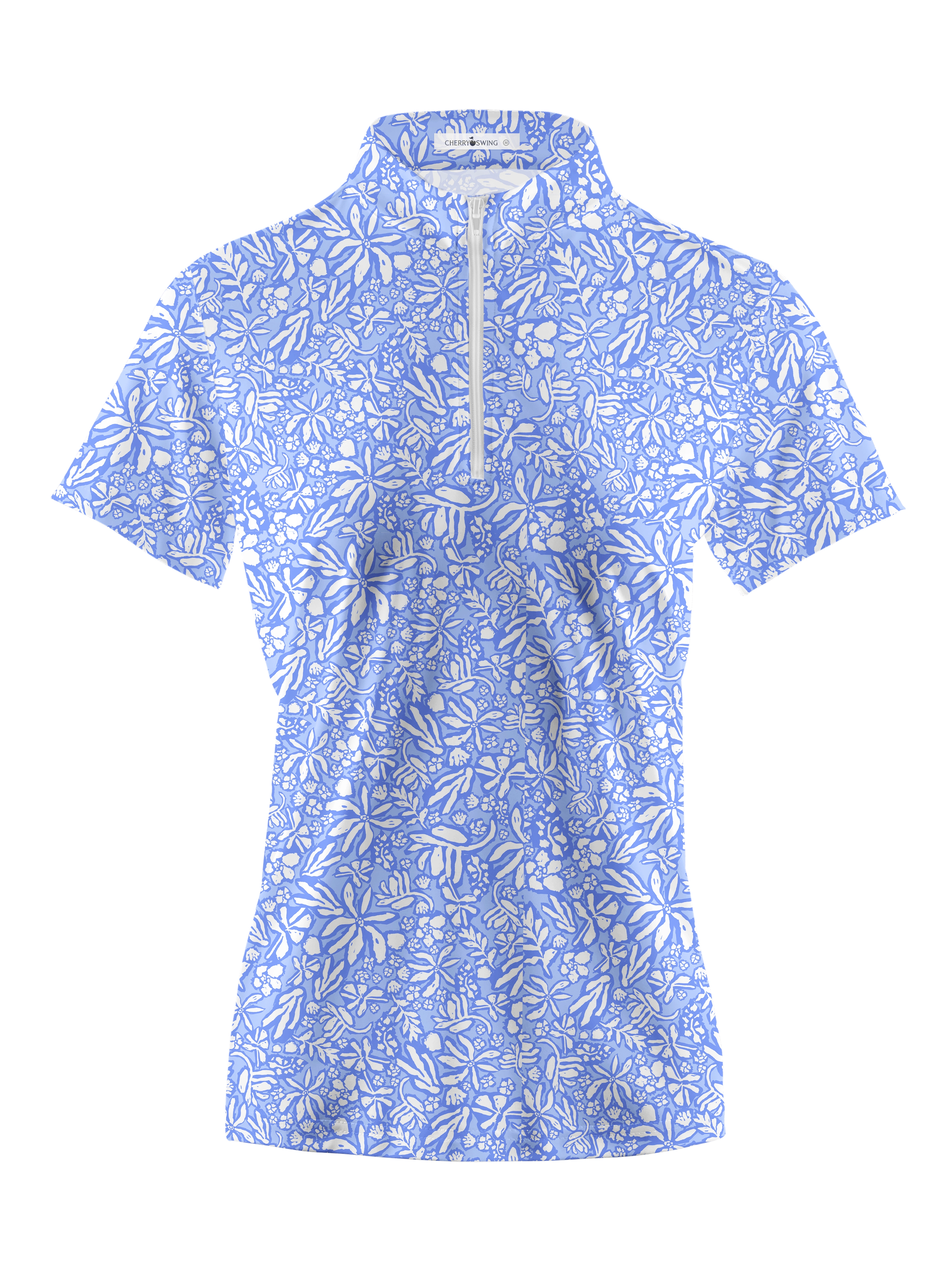 Cherryswing Women's Seaside Floral Golf Short Sleeve Polo Shirt
