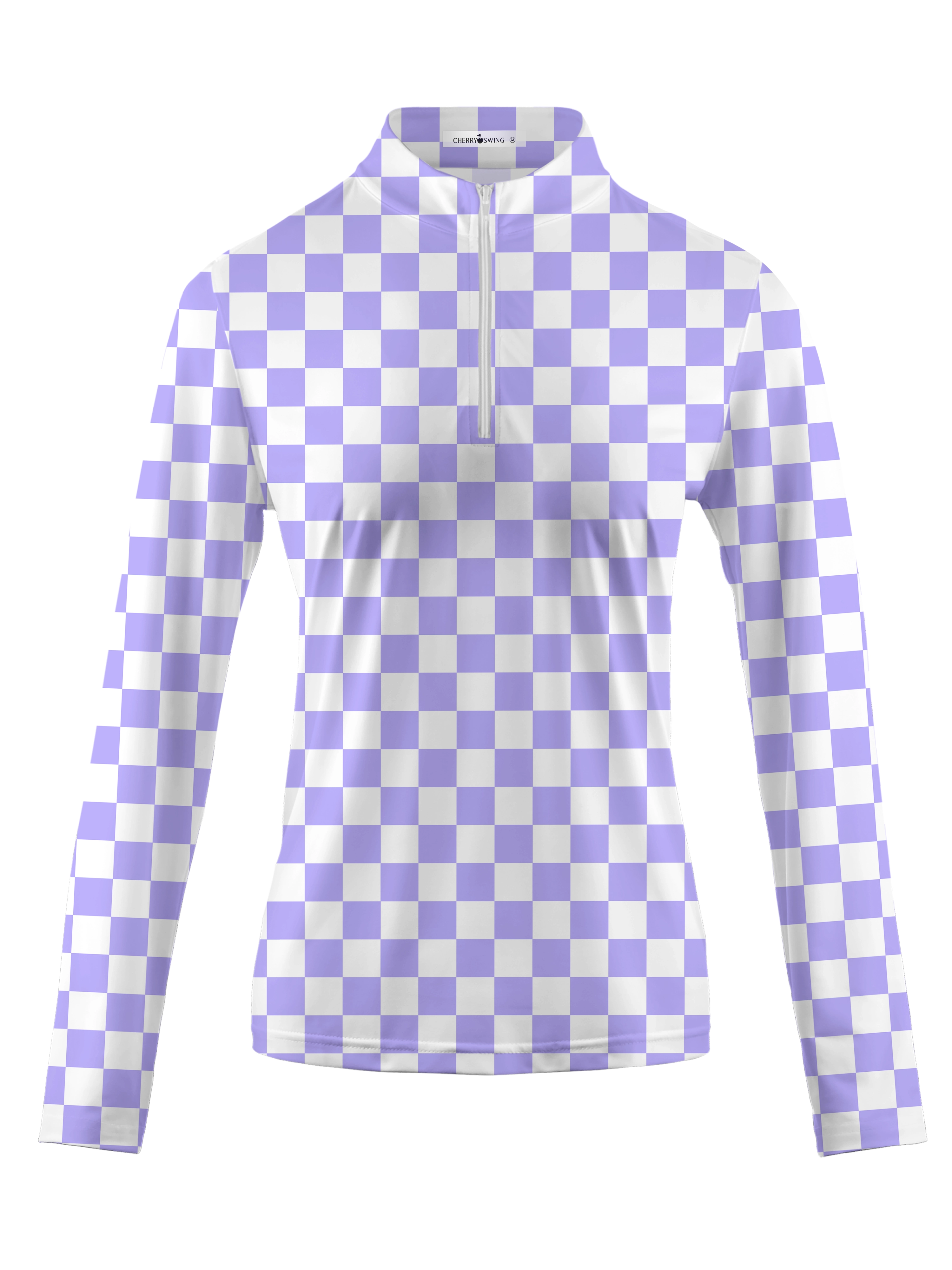 Cherryswing Women's Checkerboard Print Golf Long Sleeve Polo Shirt