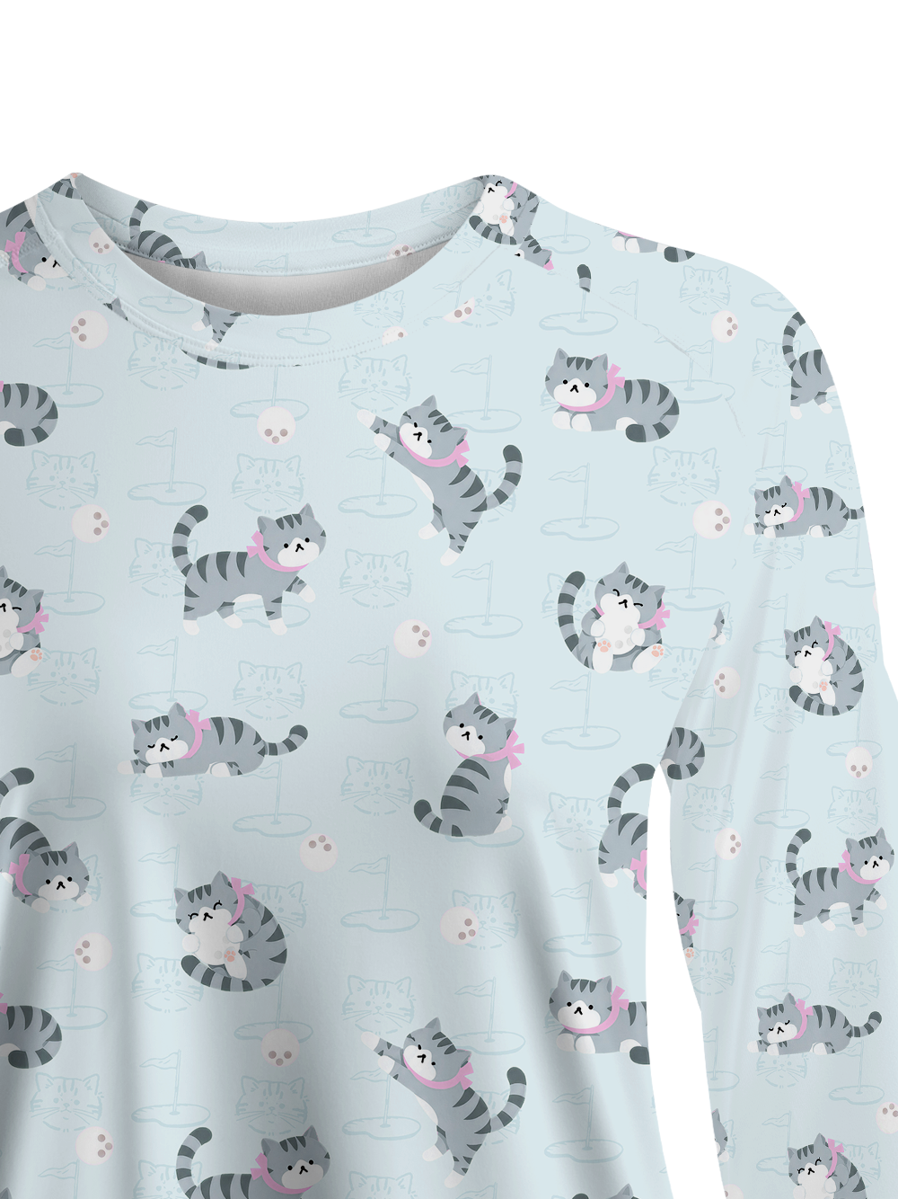 Cherryswing Women's Playful Cat Novelty Print Golf Shirt