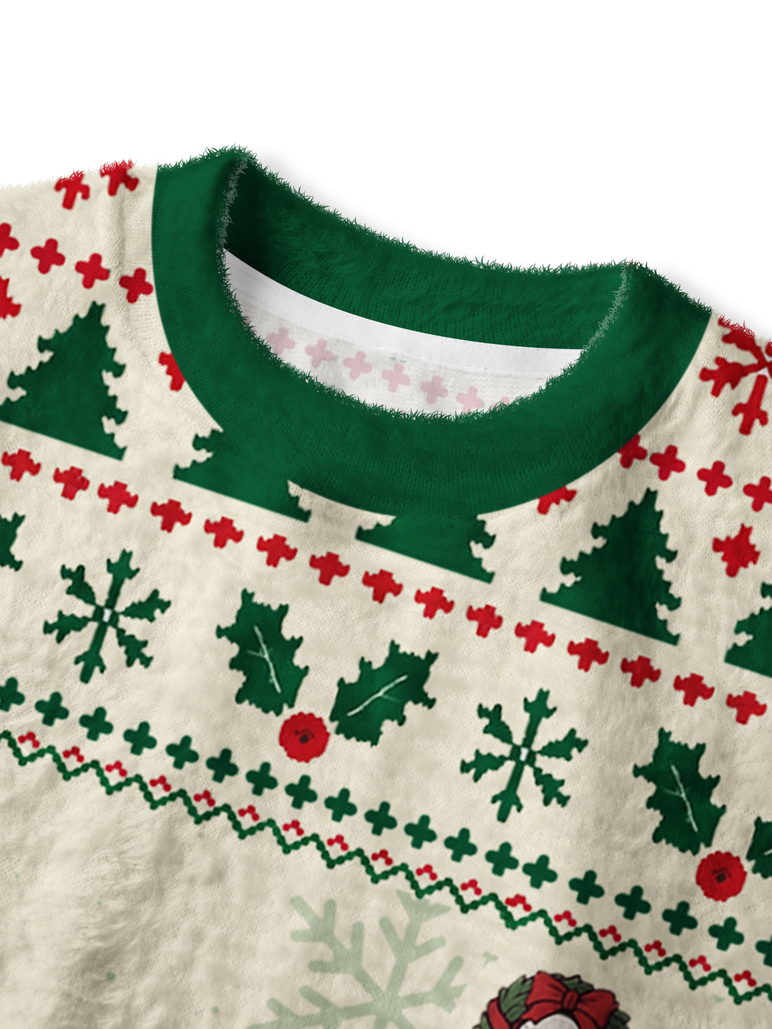 Cherryswing Women's Festive Golf Tree Fuzzy Knit Sweater