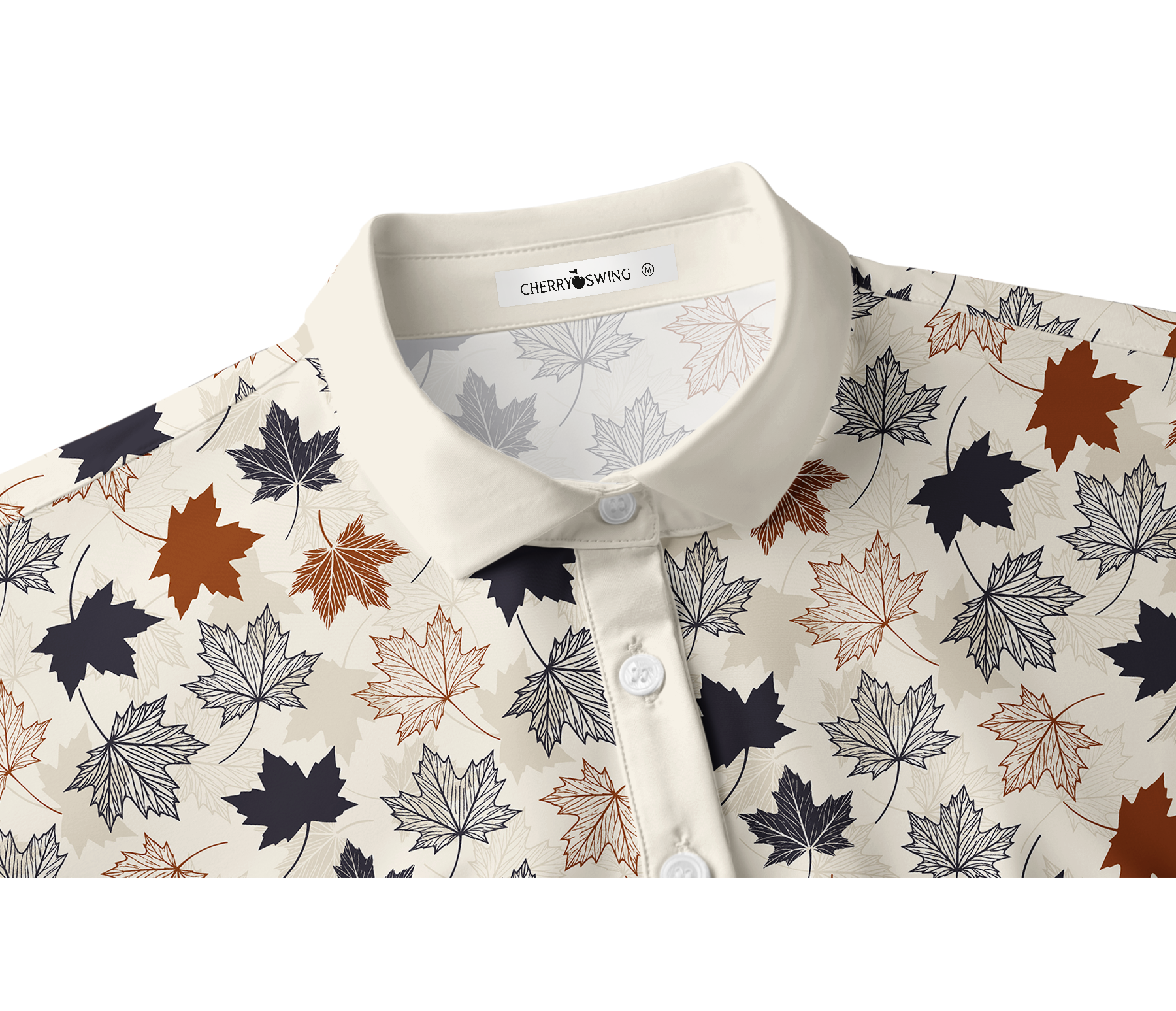 Cherryswing Women's Autumn Maple Leaf Short Sleeve Golf Shirt