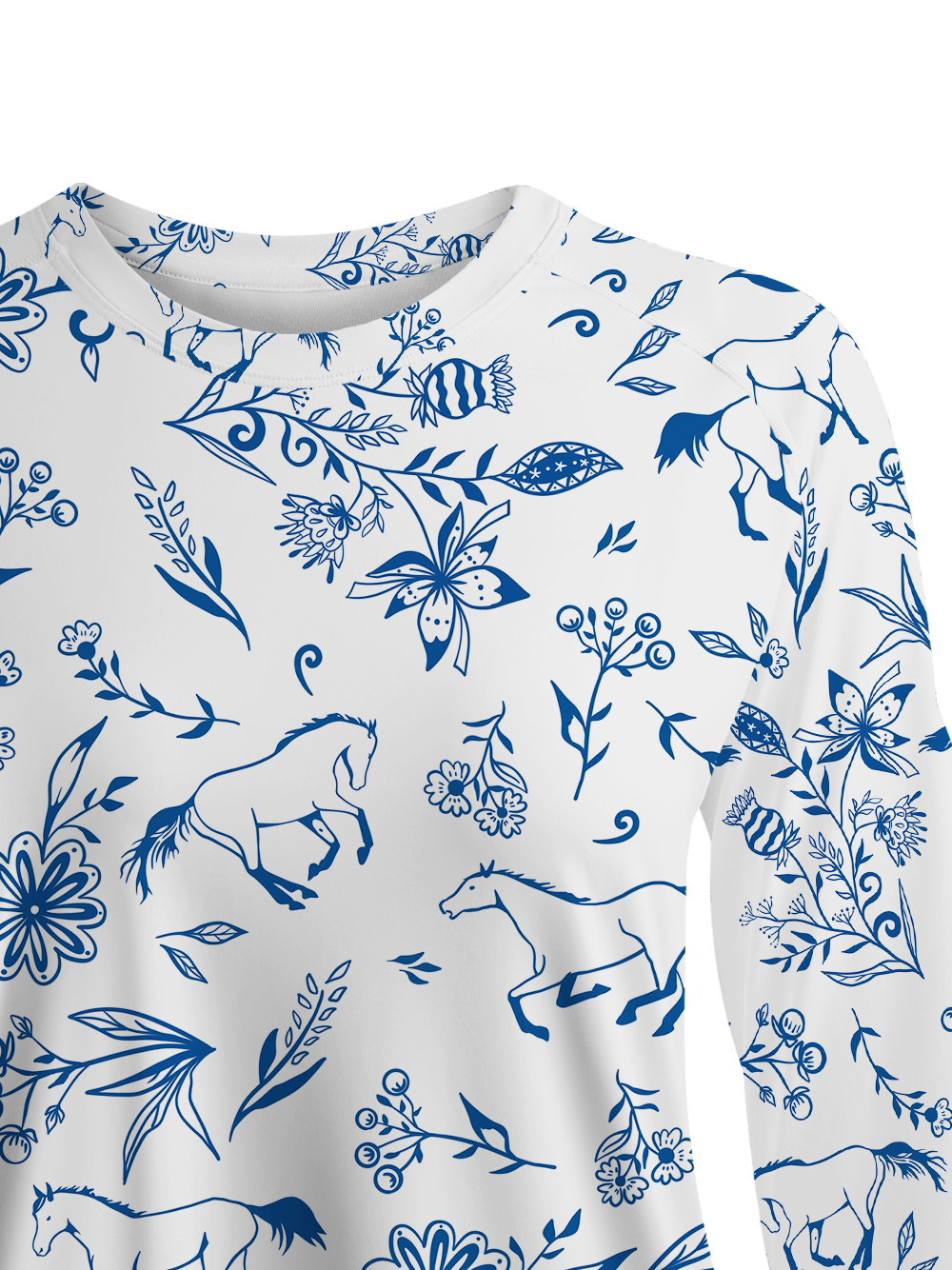 Cherryswing Women's Horses And Florals Golf Shirt