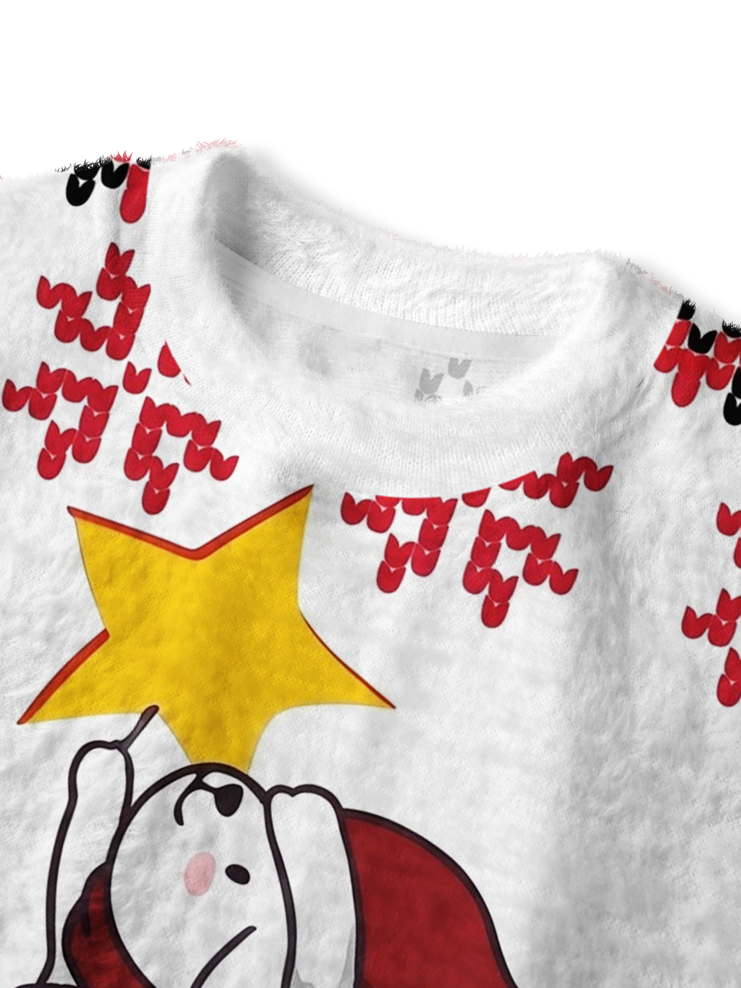 Cherryswing Women's Puppy Christmas Tree Fuzzy Knit Sweater