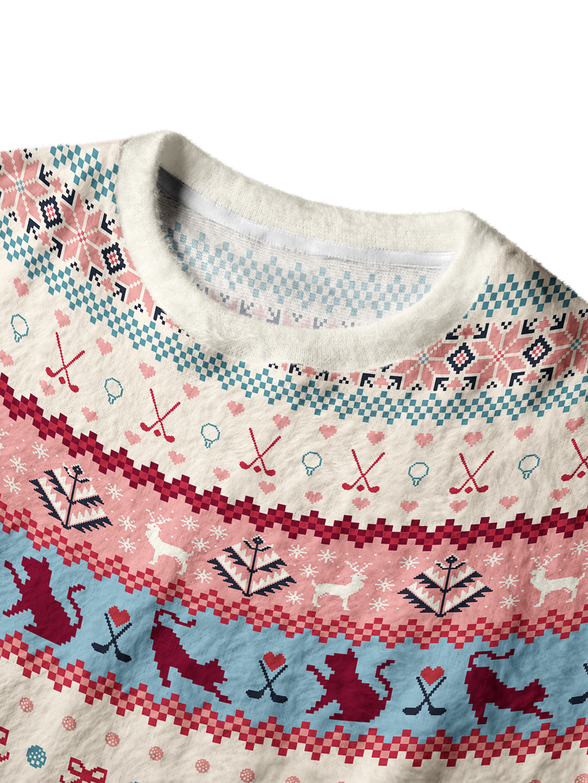Cherryswing Women's Festive Nordic Cat and Golf Crew Neck Sweater
