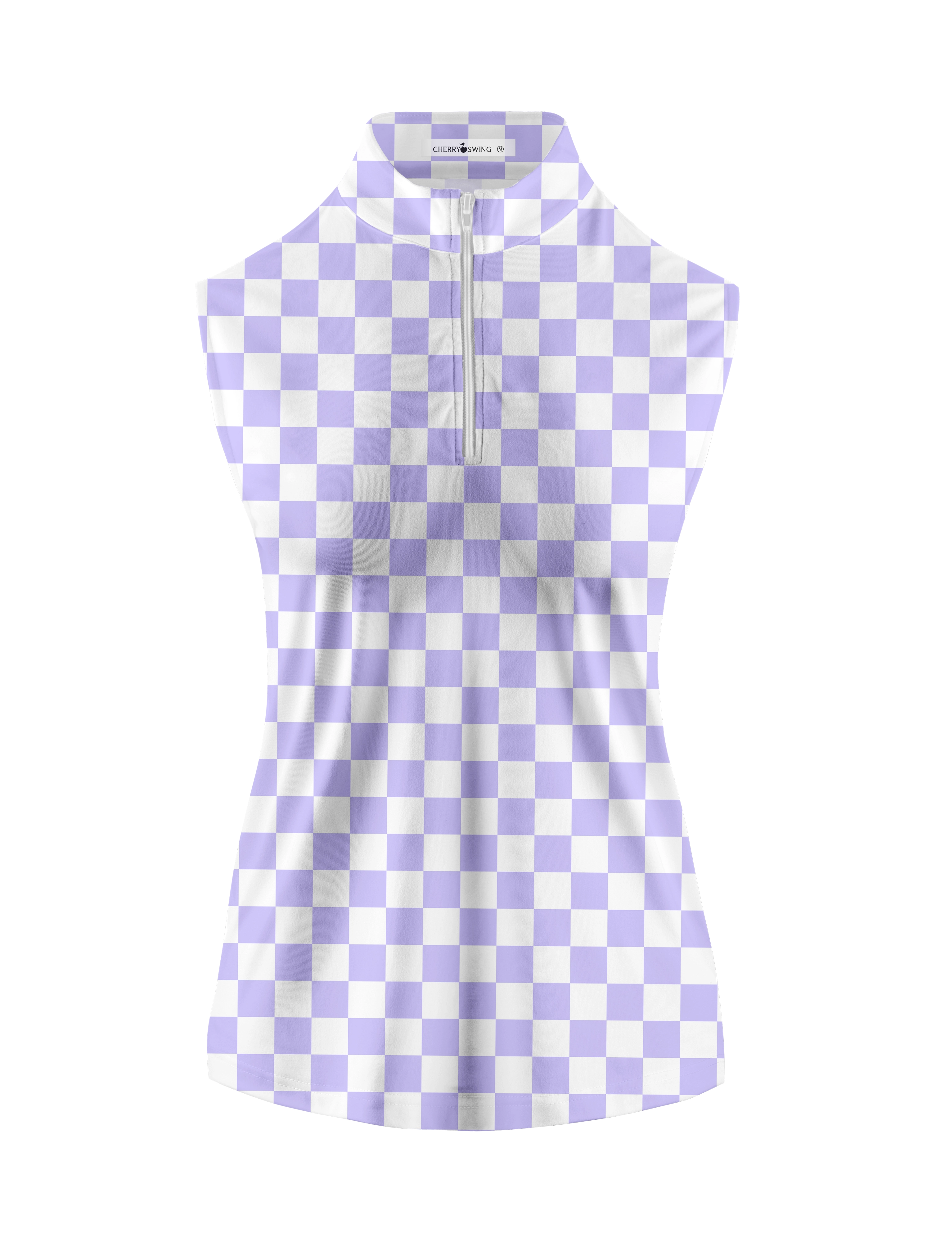 Cherryswing Women's Sleeveless Checkerboard Print Golf Polo Shirt