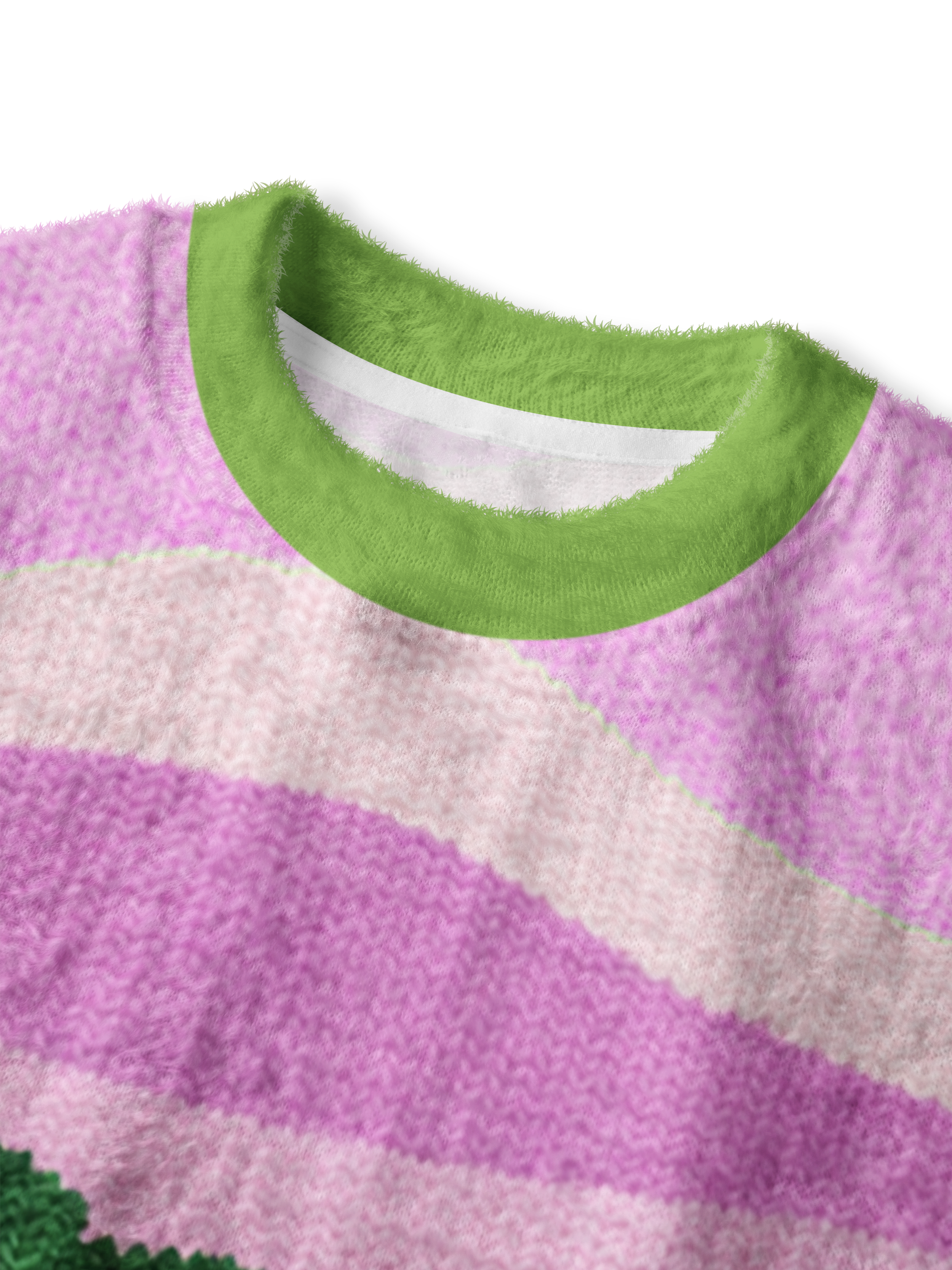 Cherryswing Women's Pastoral Landscape Fuzzy Knit Golf Sweater
