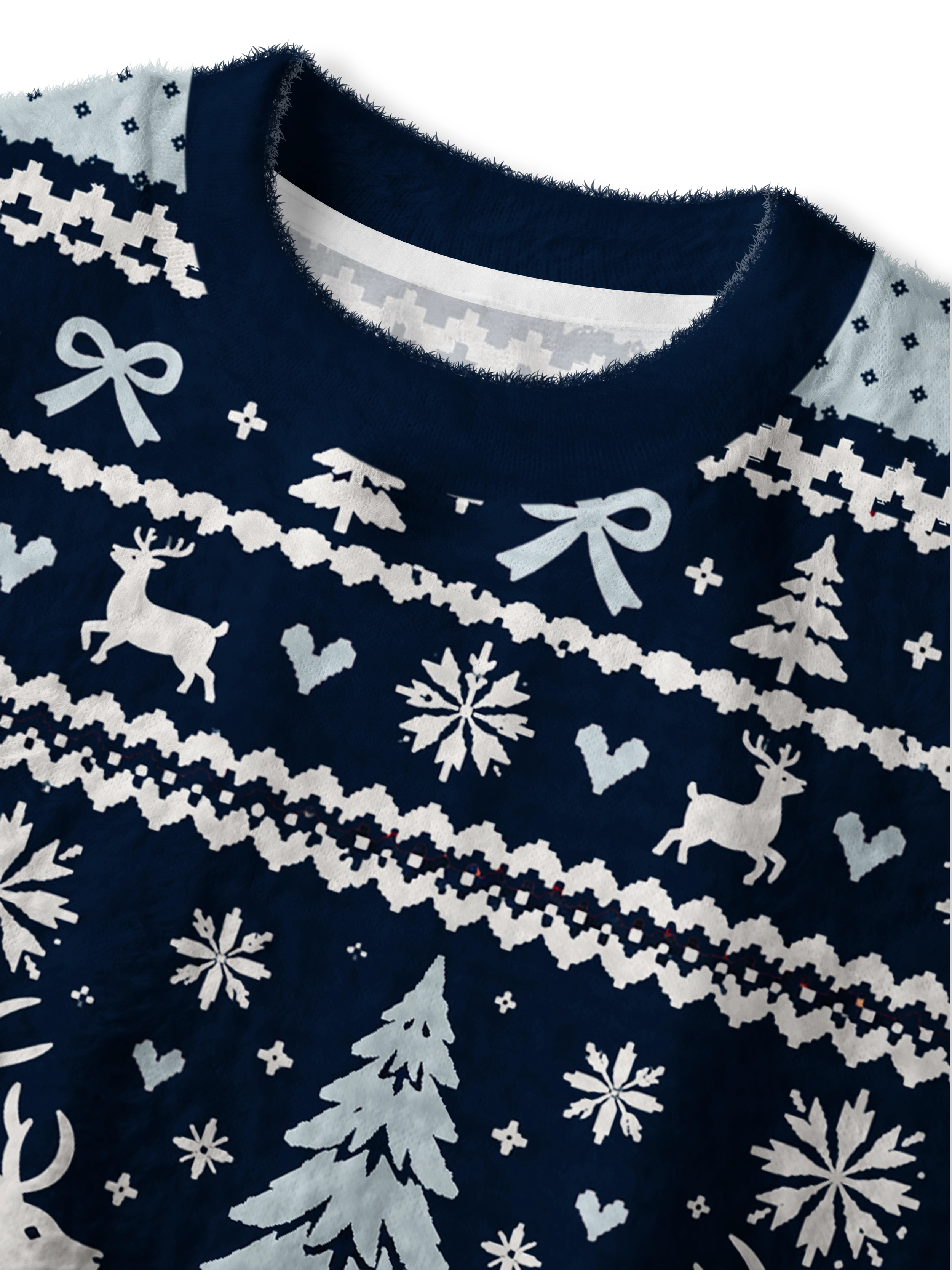 Cherryswing Women's Pastoral Snowscape Fuzzy Knit Golf Sweater