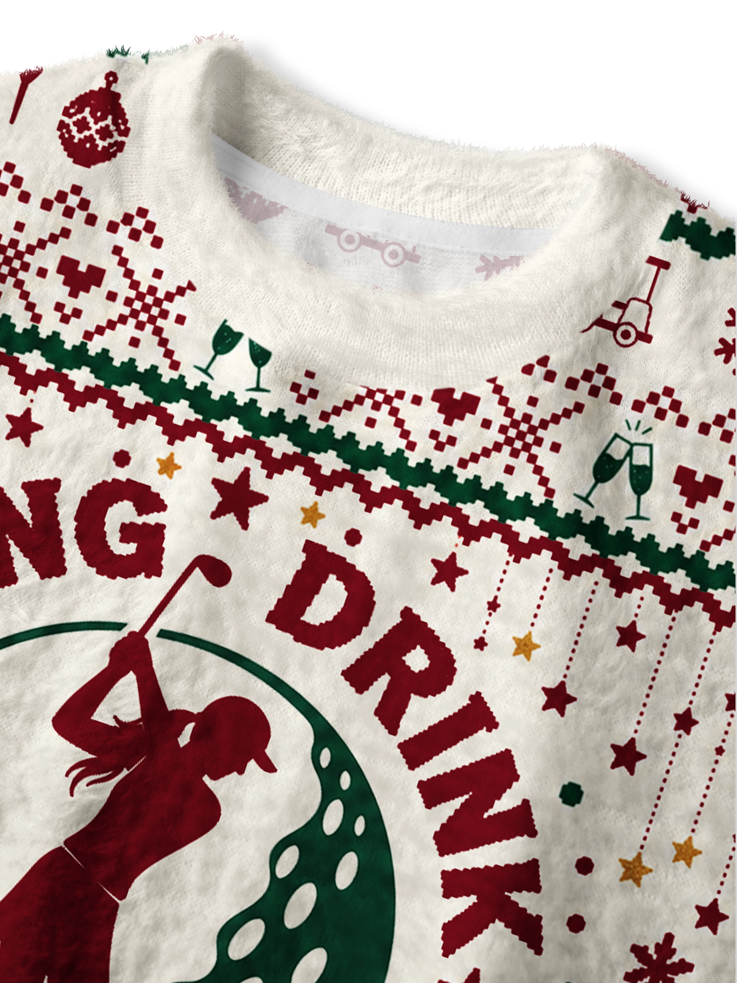 Cherryswing Women's Swing Drink Repeat Fun Fuzzy Knit Golf Sweater