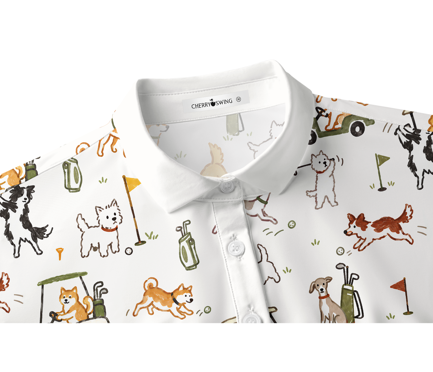 Cherryswing Women's Cute Golf Pup Novelty Print Short Sleeve Classic Golf Polo