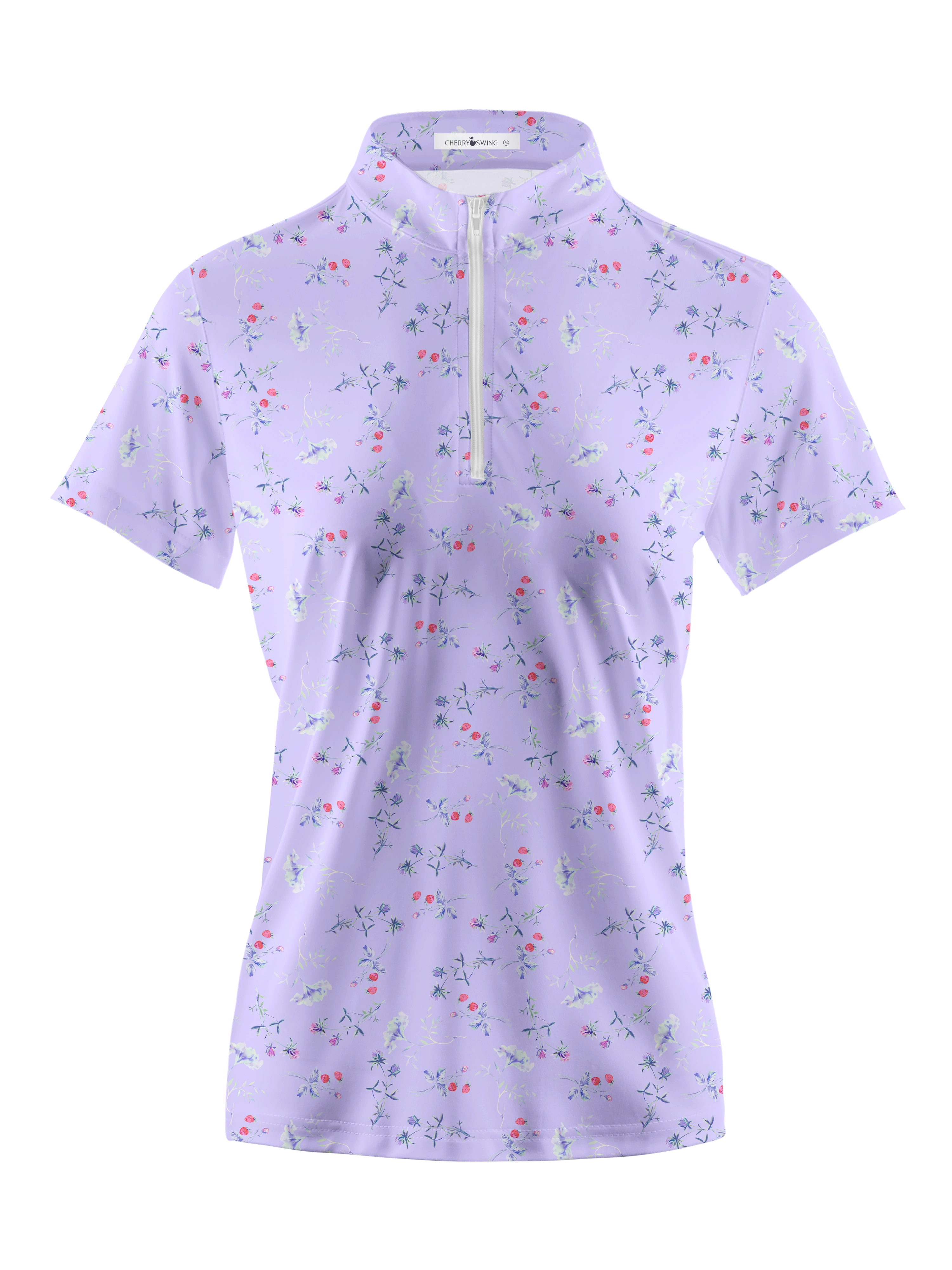 Cherryswing Women's Strawberry Flowers Golf Short Sleeve Polo Shirt