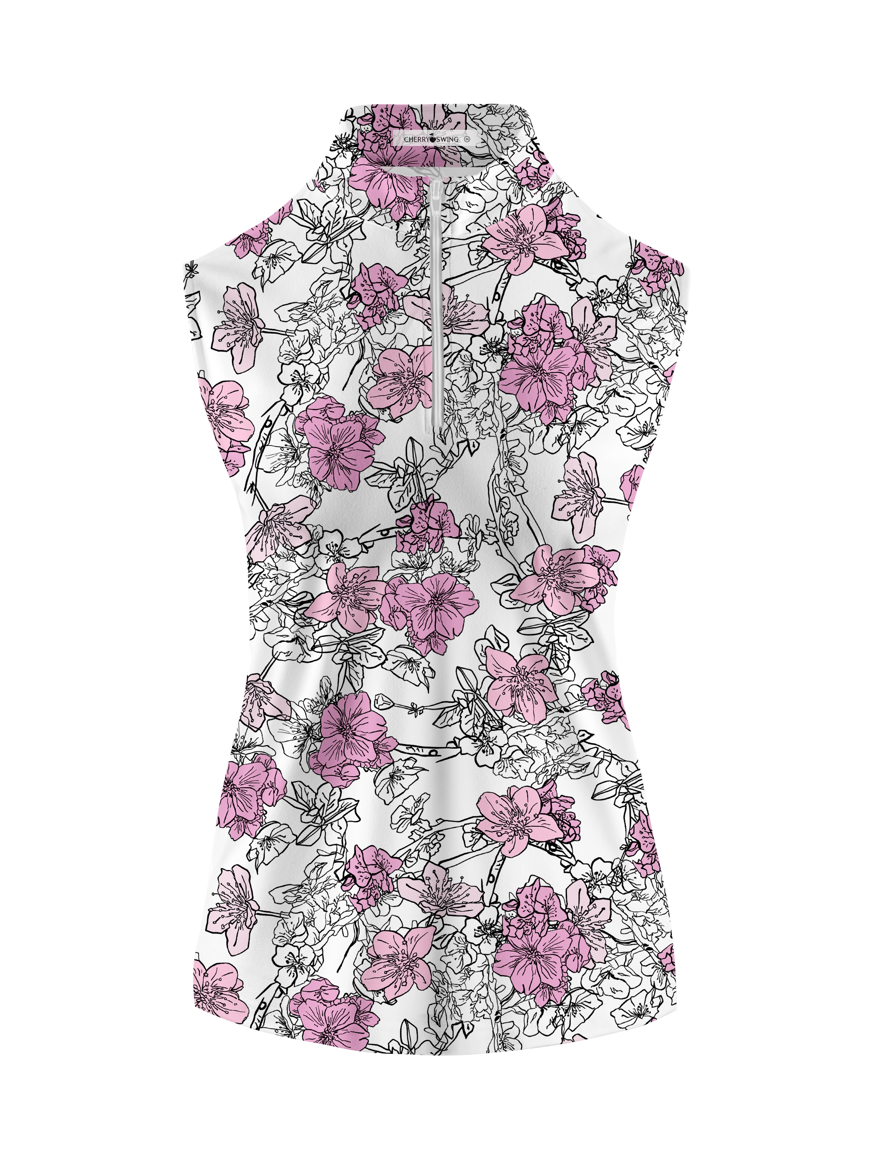 Cherryswing Women's Sleeveless Blossom Golf Polo Shirt