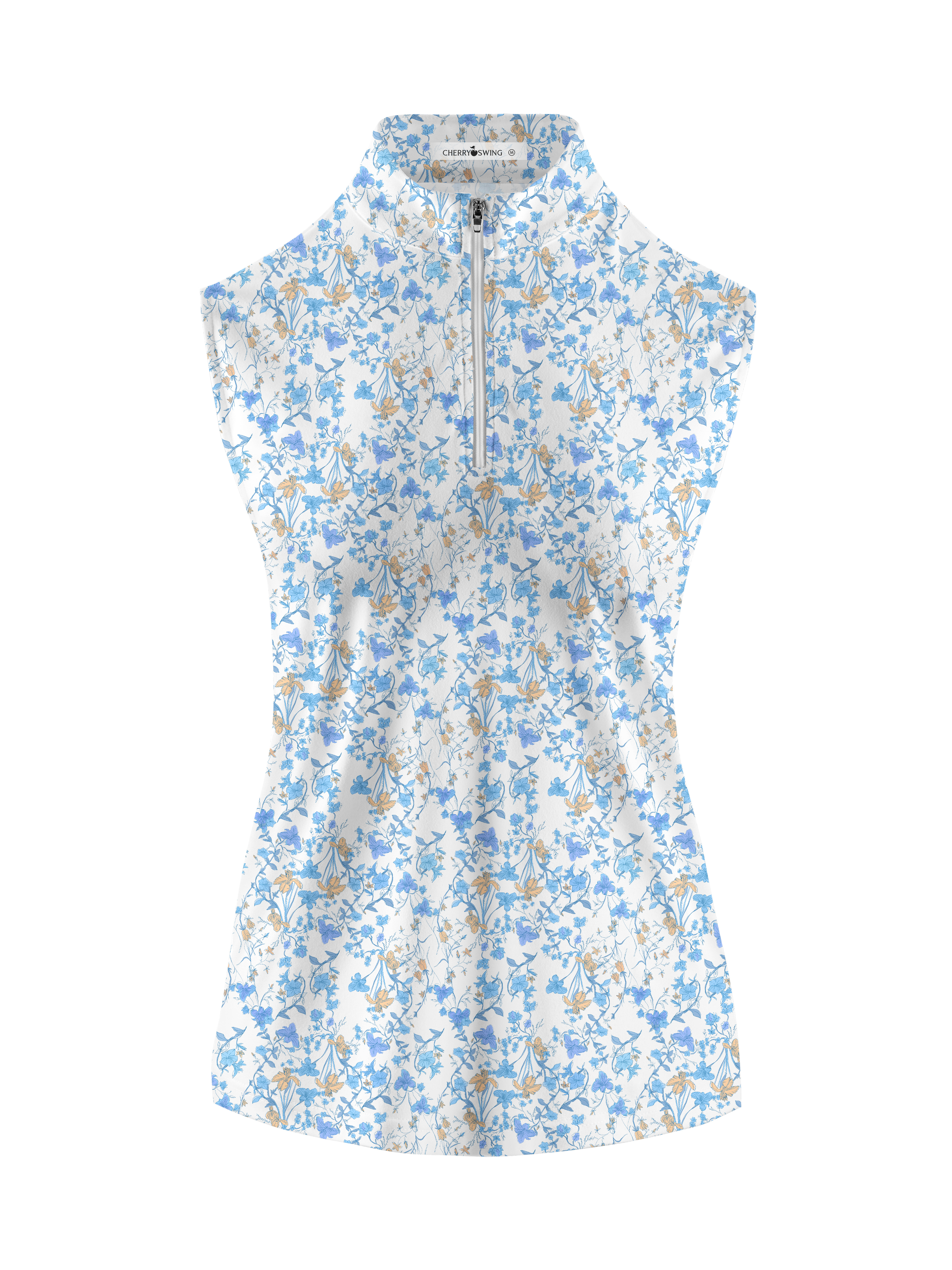 Cherryswing Women's Floral Pattern Sleeveless Golf Polo Shirt
