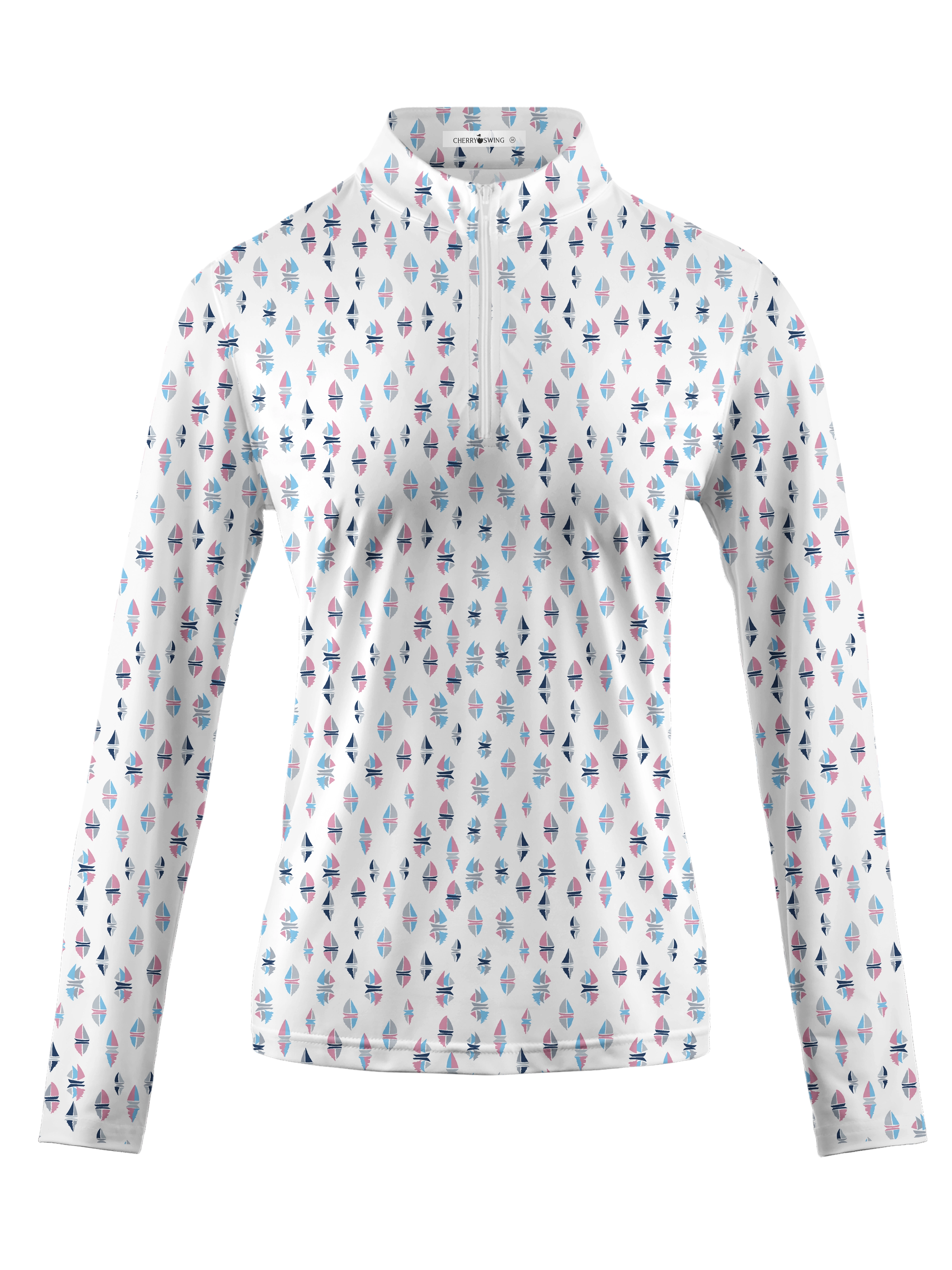 Cherryswing Women's Sailboat Golf Long Sleeve Polo Shirt