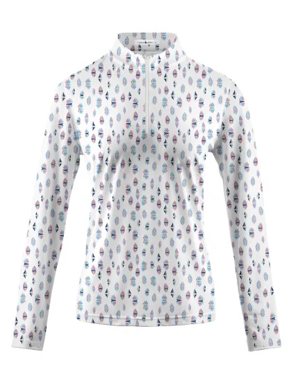 Cherryswing Women's Sailboat Golf Long Sleeve Polo Shirt