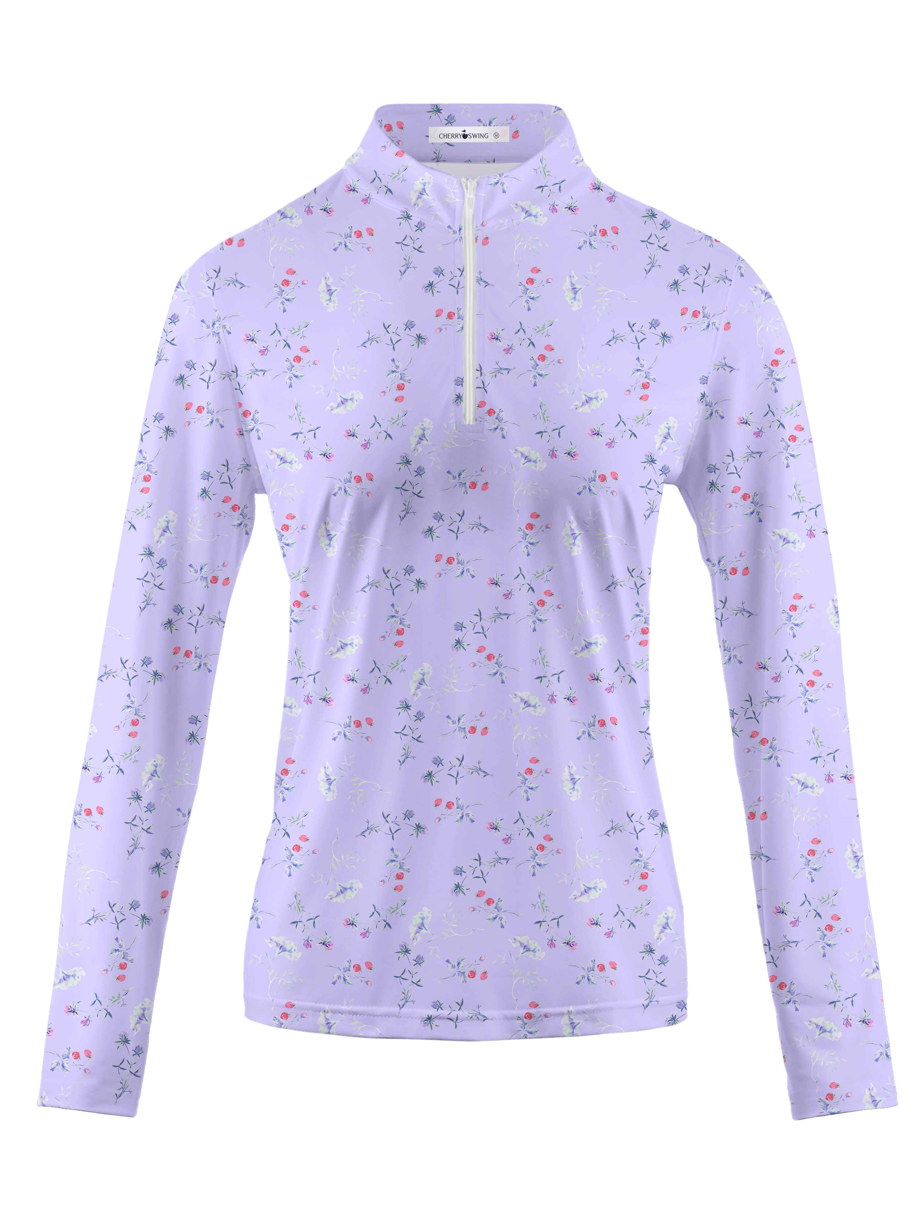 Cherryswing Women's Strawberry Flowers Golf Long Sleeve Polo Shirt