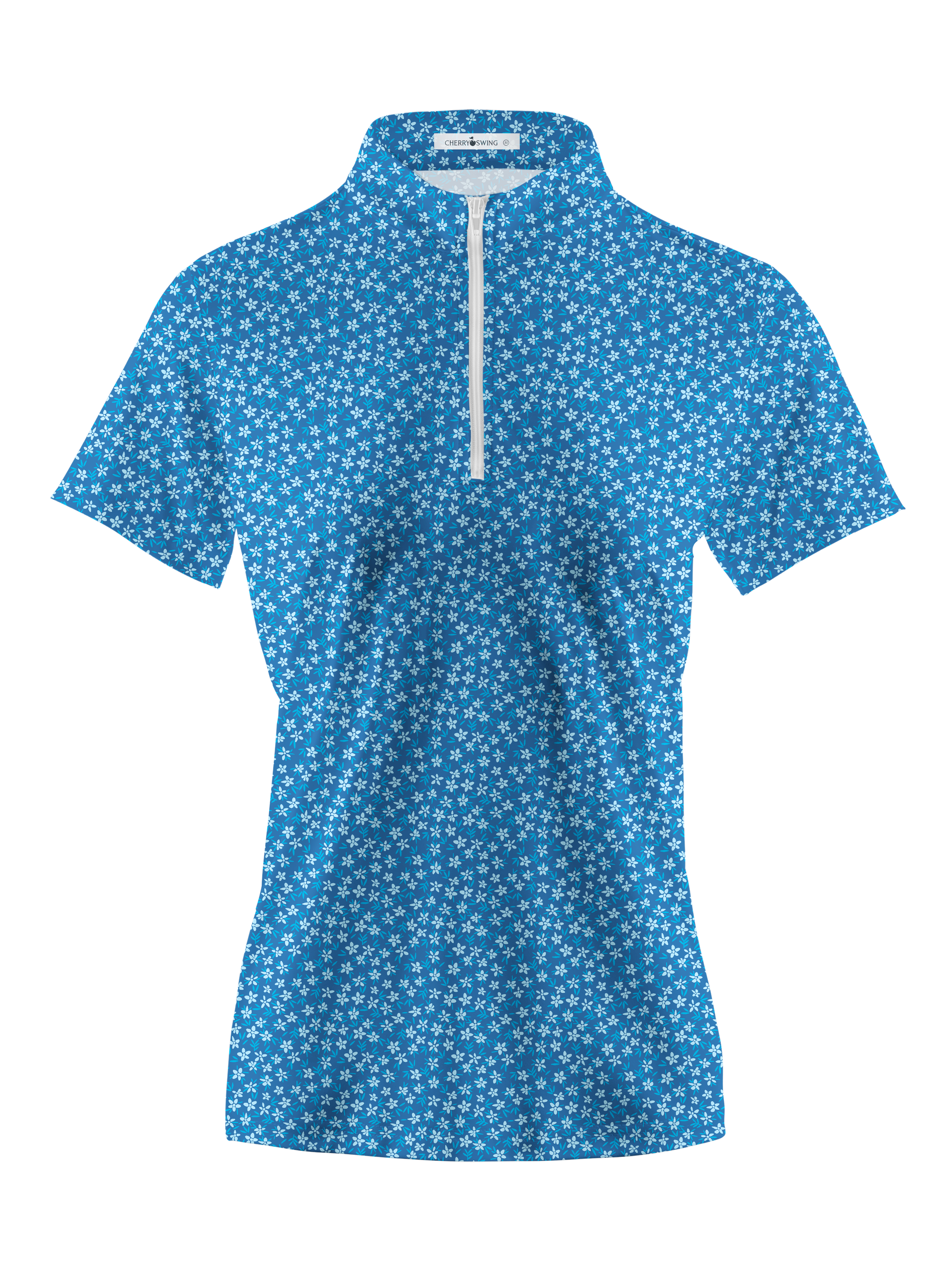 Cherryswing Women's Small Floral Print Golf Short Sleeve Polo Shirt