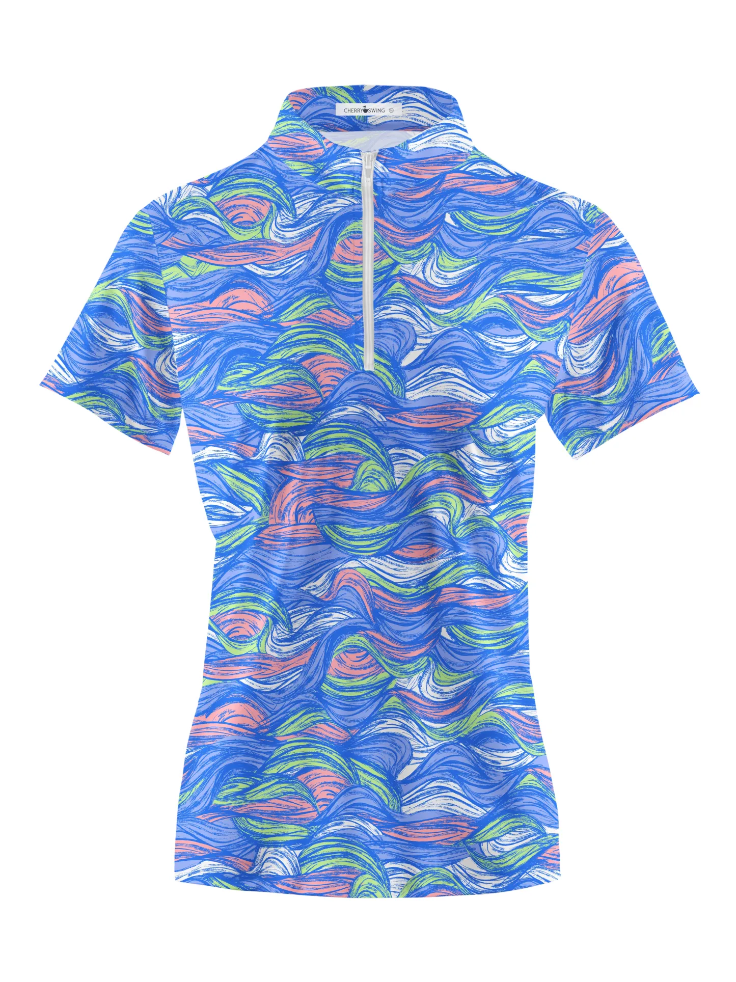 Cherryswing Women's Colored Waves Short Sleeve Golf Shirt