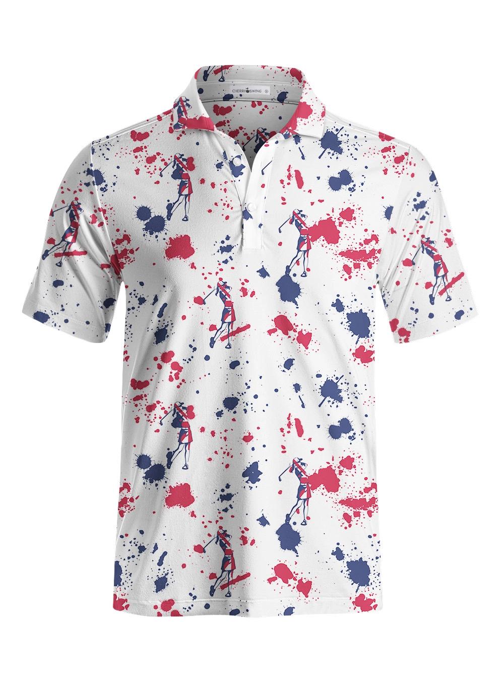 Cherryswing Silhouetted Golfers Men's Golf Short Sleeve Polos 