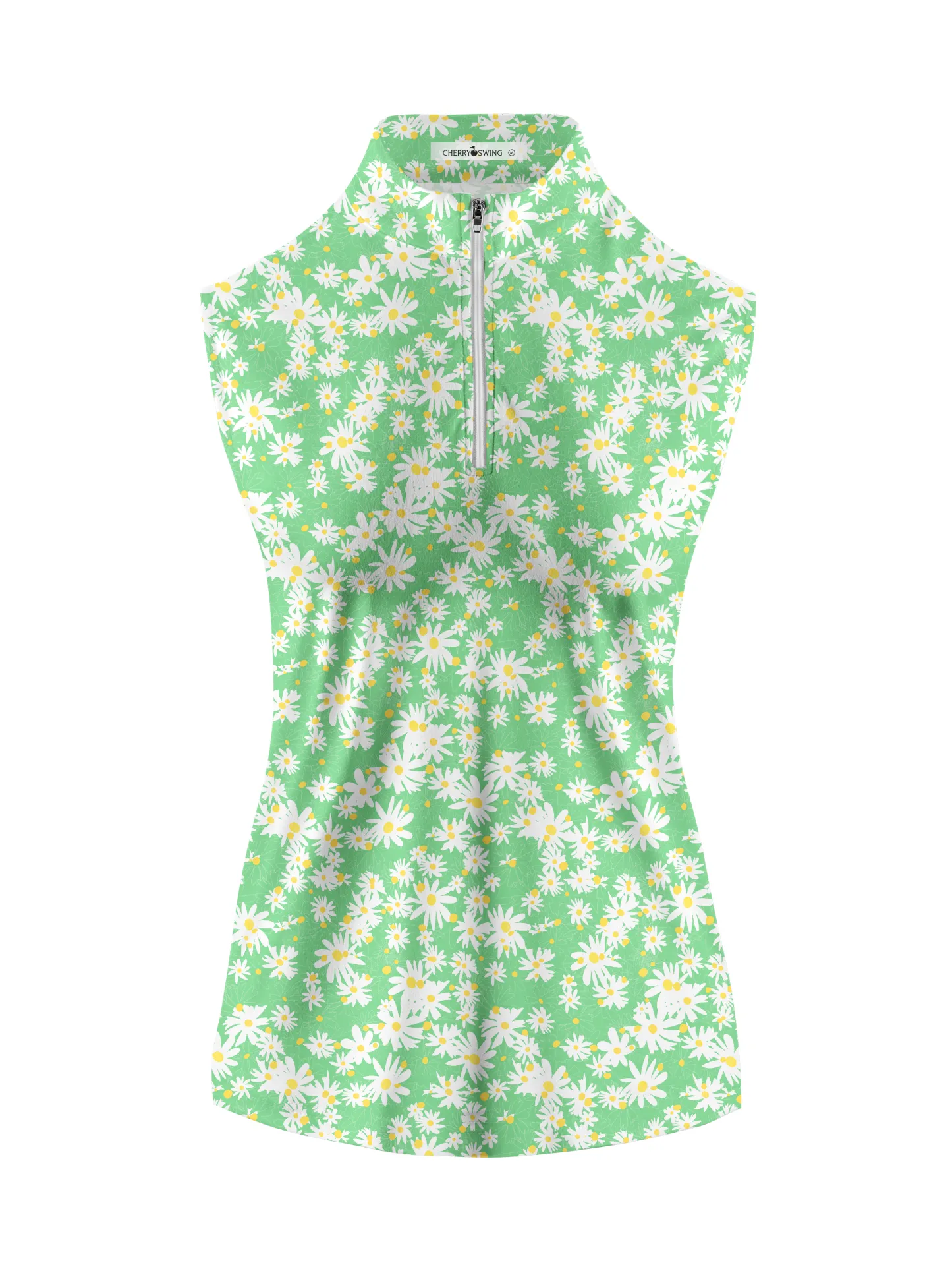 Cherryswing Women's Daisy Print Print Sleeveless Golf Polo Shirt
