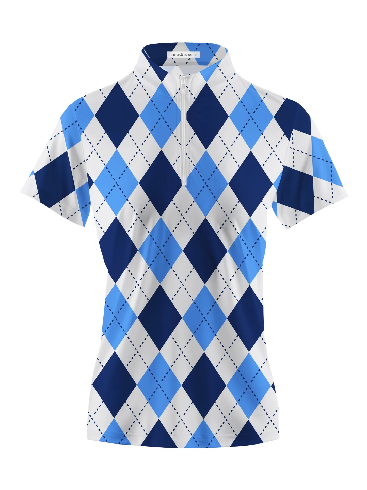 Cherryswing Women's Classic Argyle Patterns Short Sleeve Polos