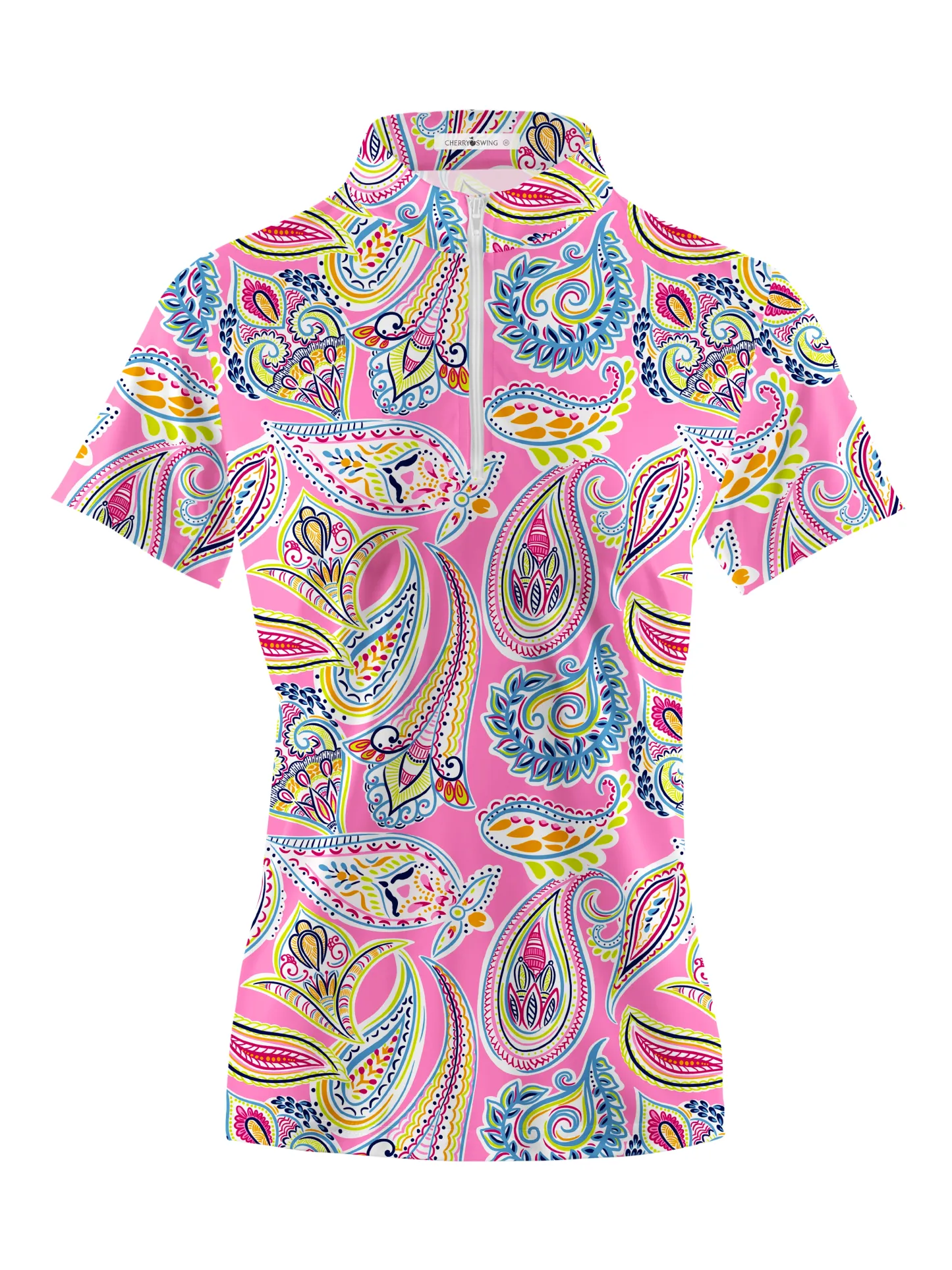 Cherryswing Women's Bohemian Cashew Blossom Short Sleeve Polos