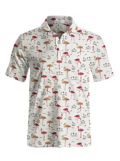 Cherryswing Playful Flamingo Men's Polo Shirt
