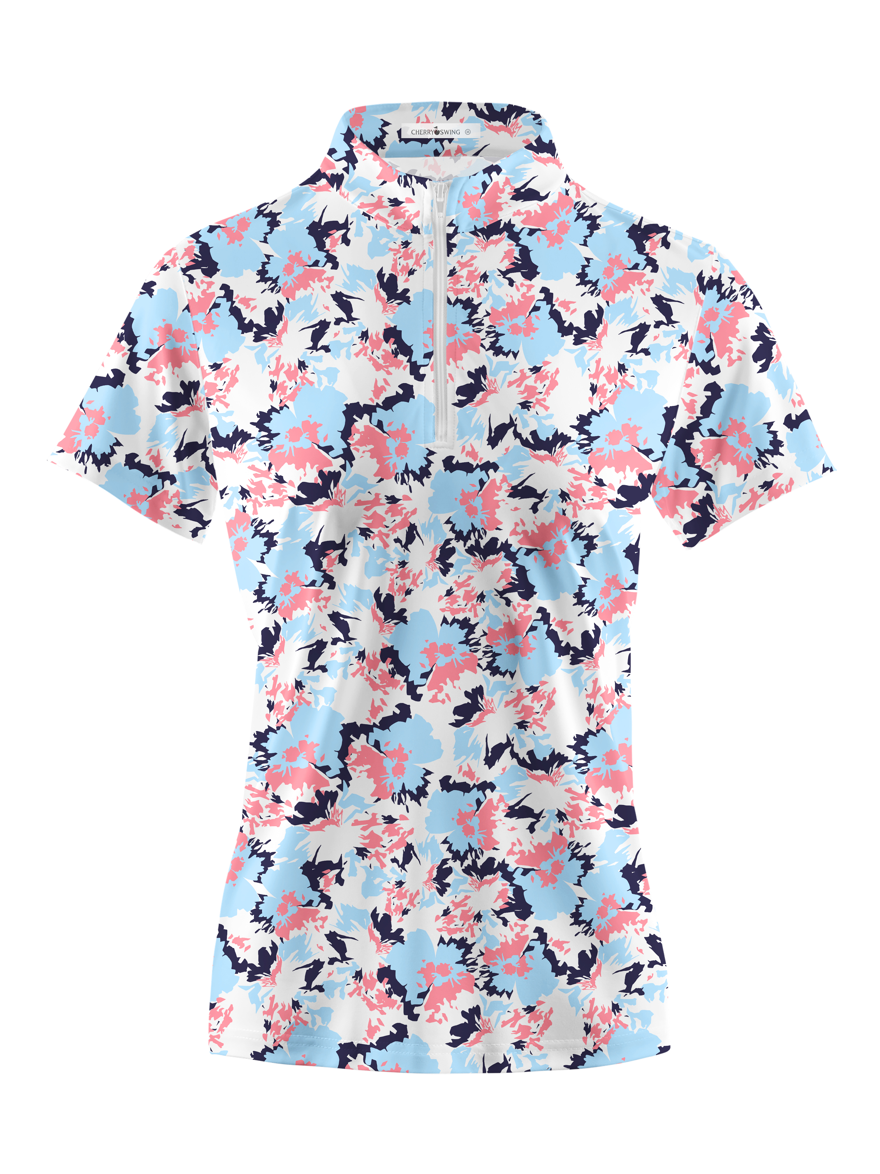Cherryswing Women's Floral Symphony Short Sleeve Golf Polo Shirt