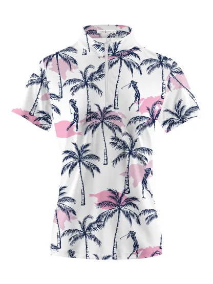 Cherryswing Women's Relax Hawaii Short Sleeve Polos