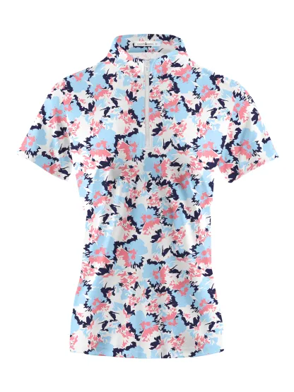 Cherryswing Women's Floral Symphony Short Sleeve Golf Polo Shirt