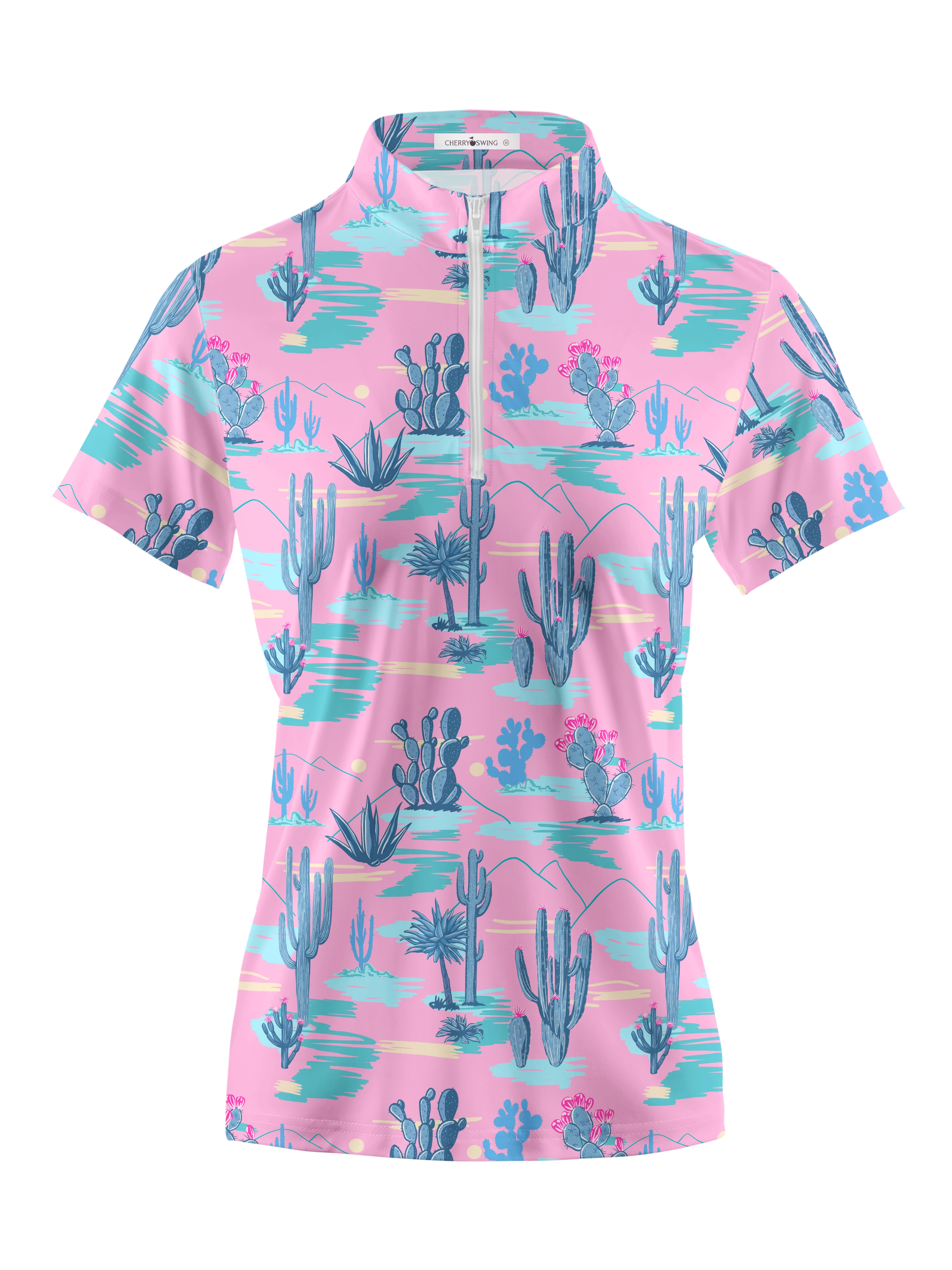 Cherryswing Women's Desert Landscape Short Sleeve Polos