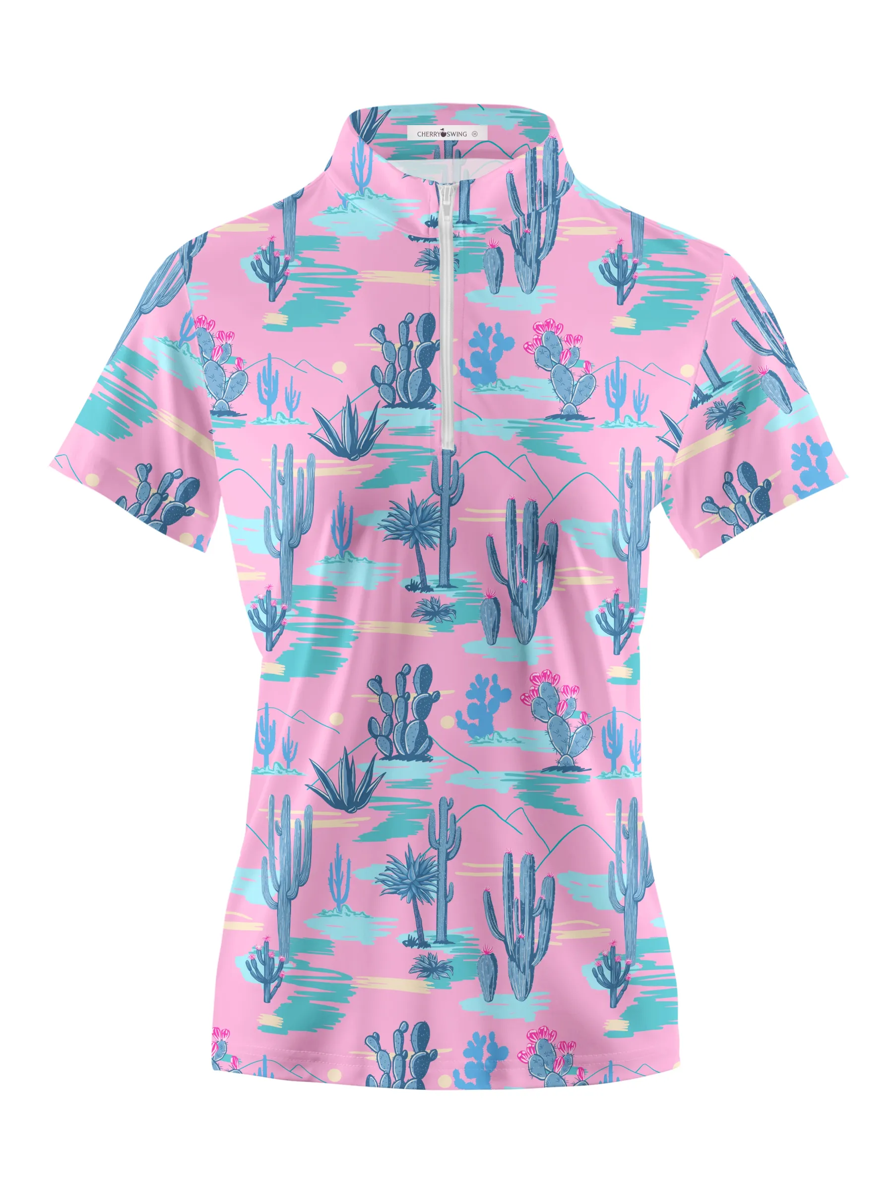 Cherryswing Women's Desert Landscape Short Sleeve Polos